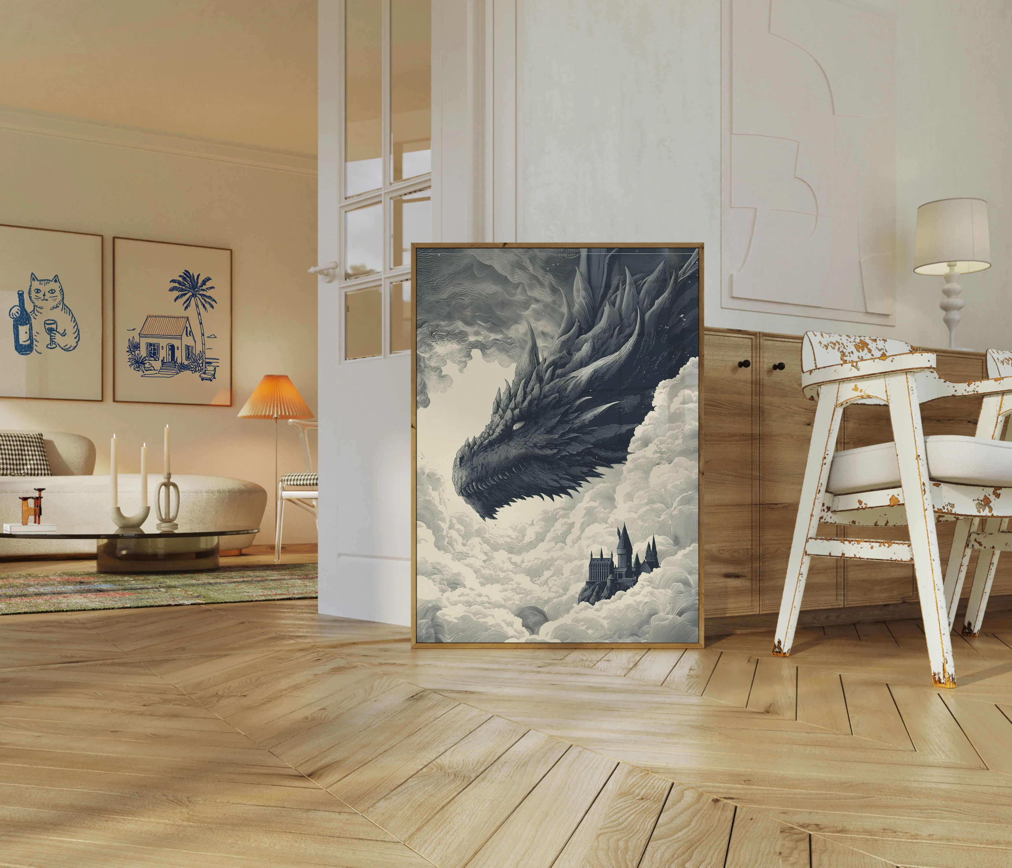 Dragon Over Hogwarts Poster - Image 5