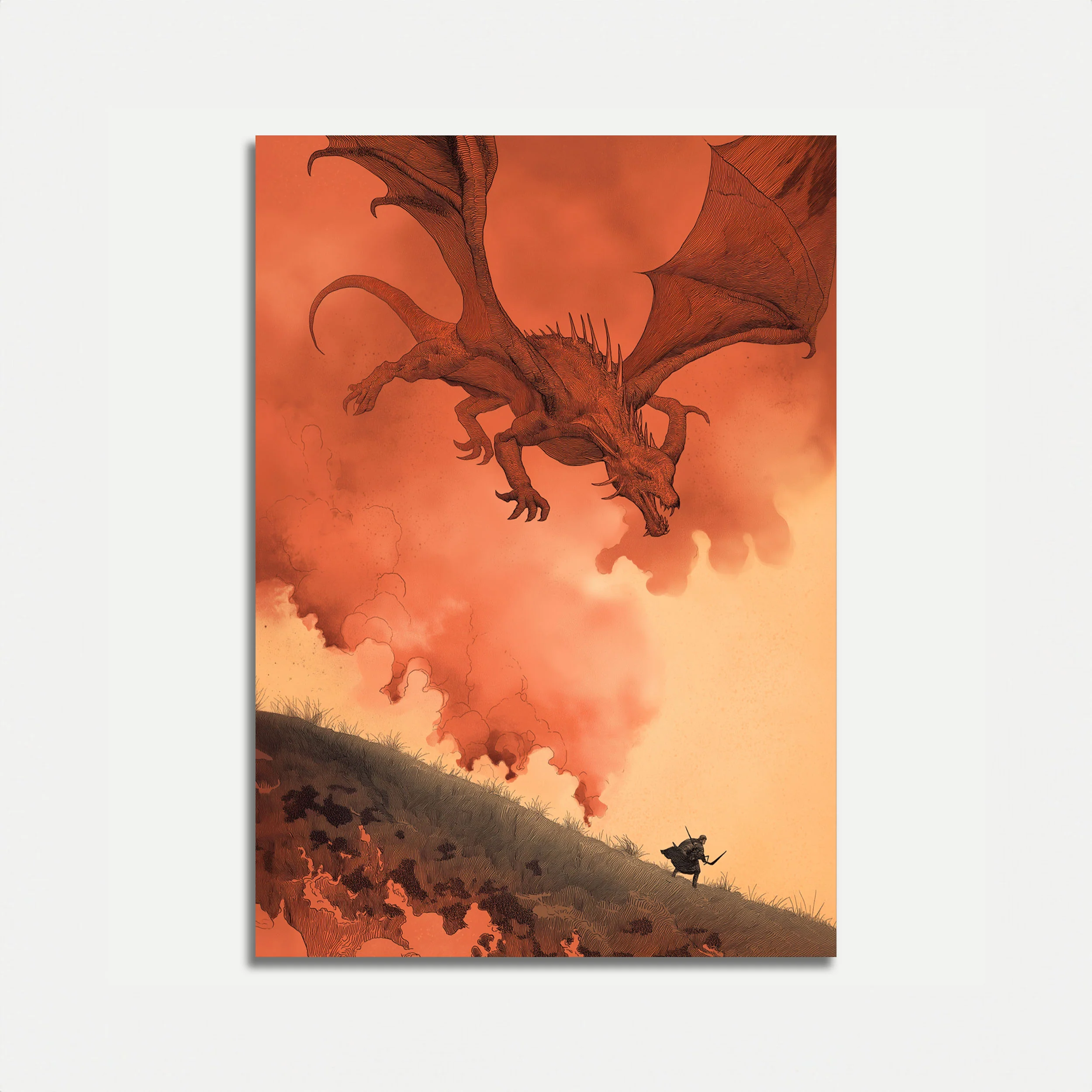 Dragon's Fiery Descent Poster