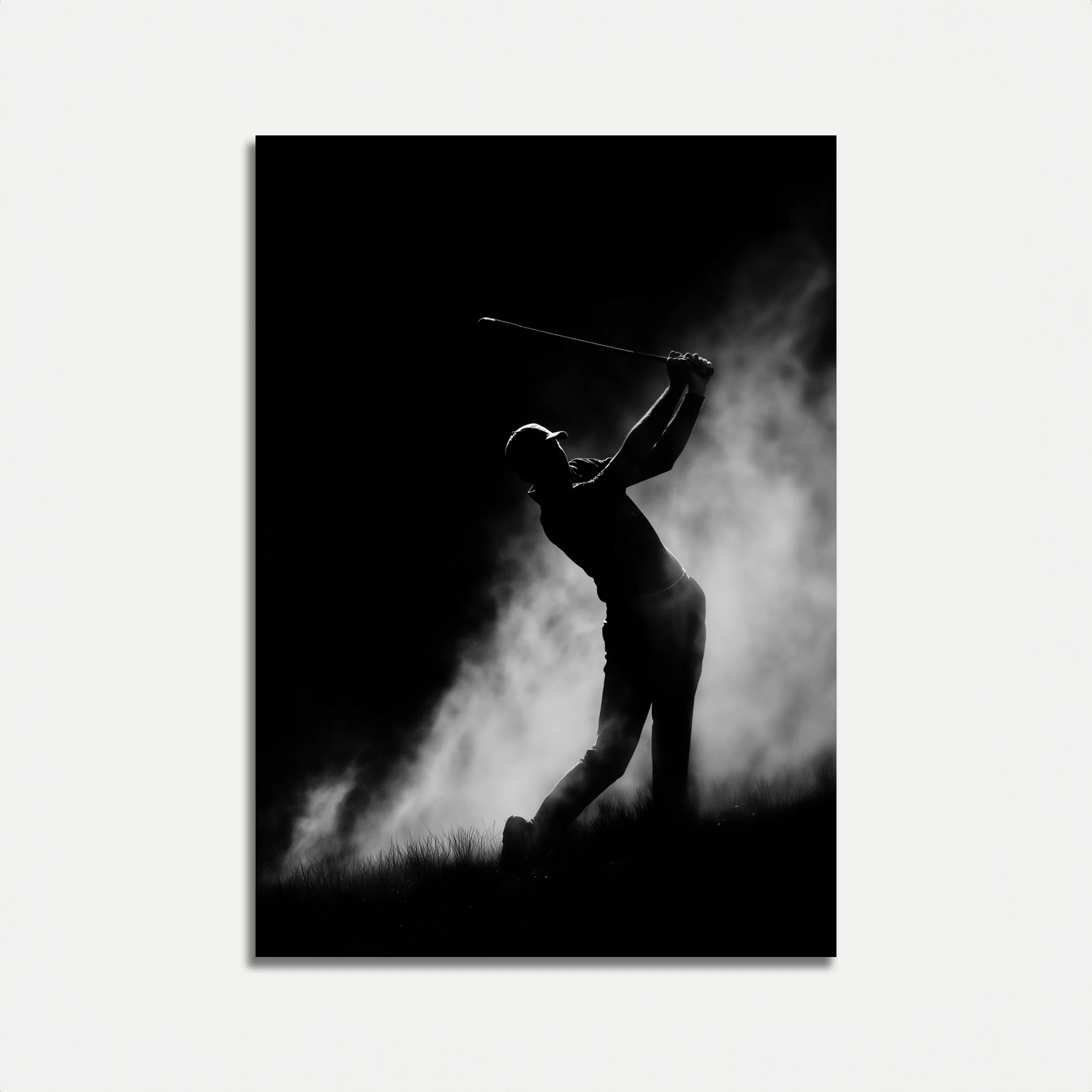Dramatic Golf Swing Silhouette Poster