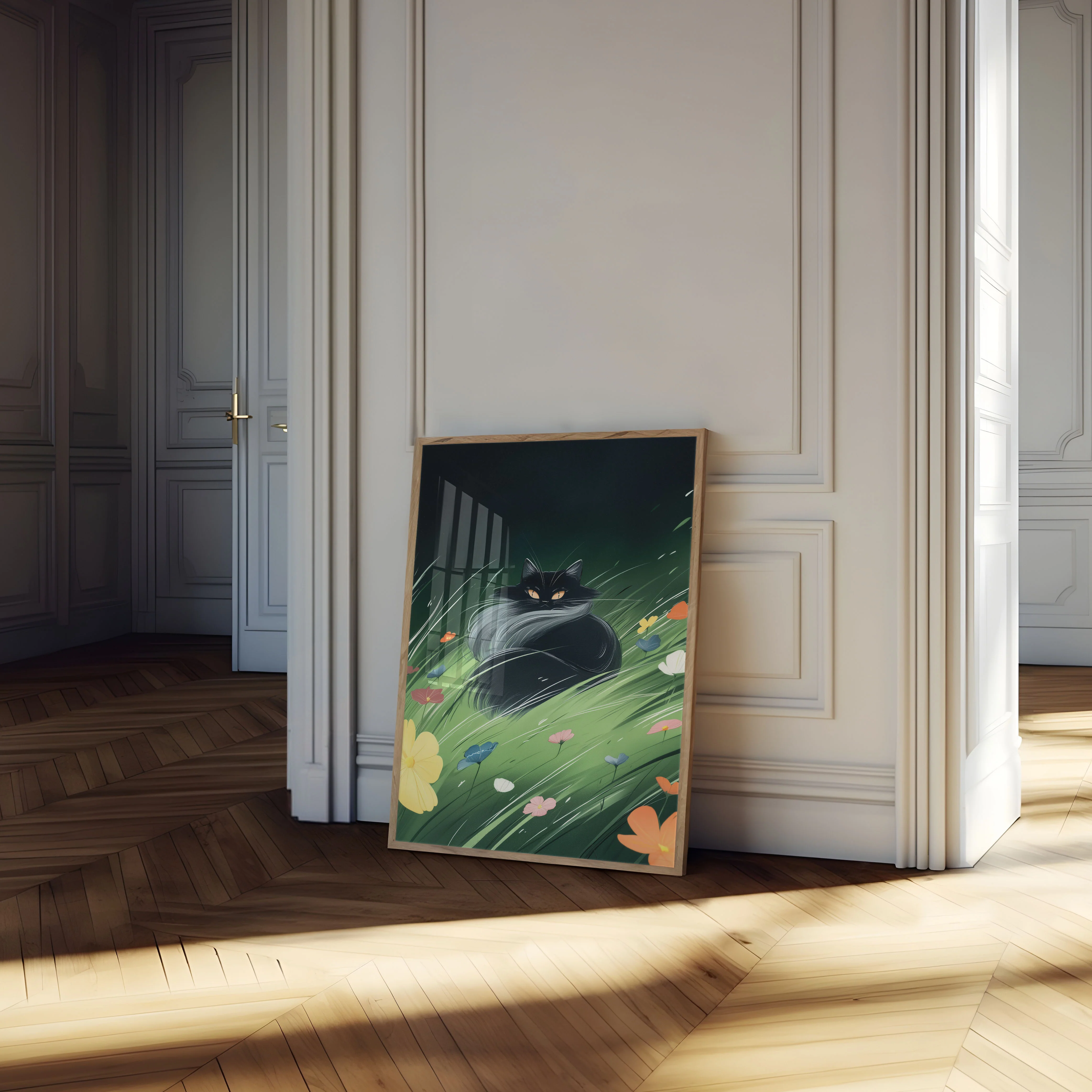 Dreamy Cat in Meadow Poster - Image 4