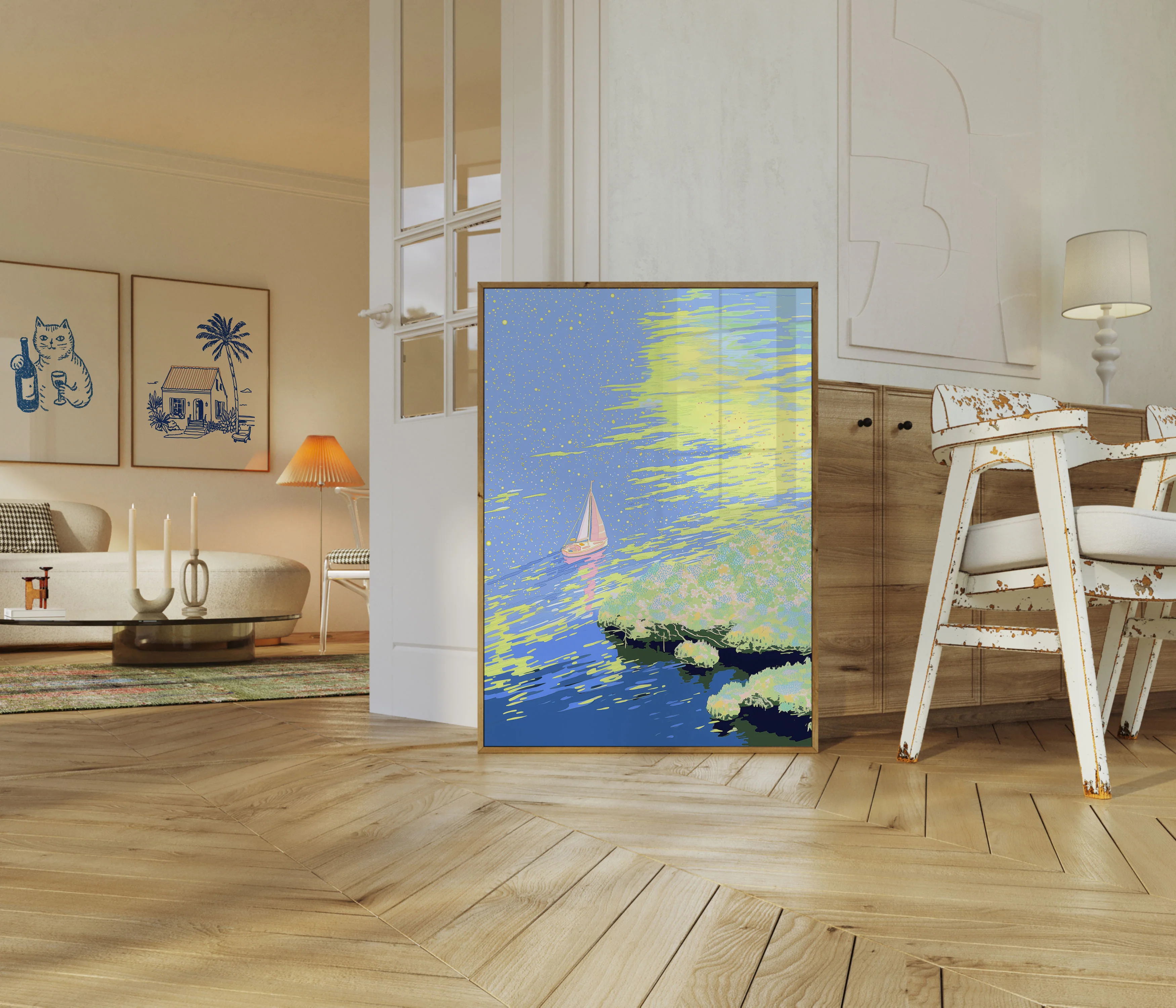 Dreamy Starry Night Sailing Poster - Image 5