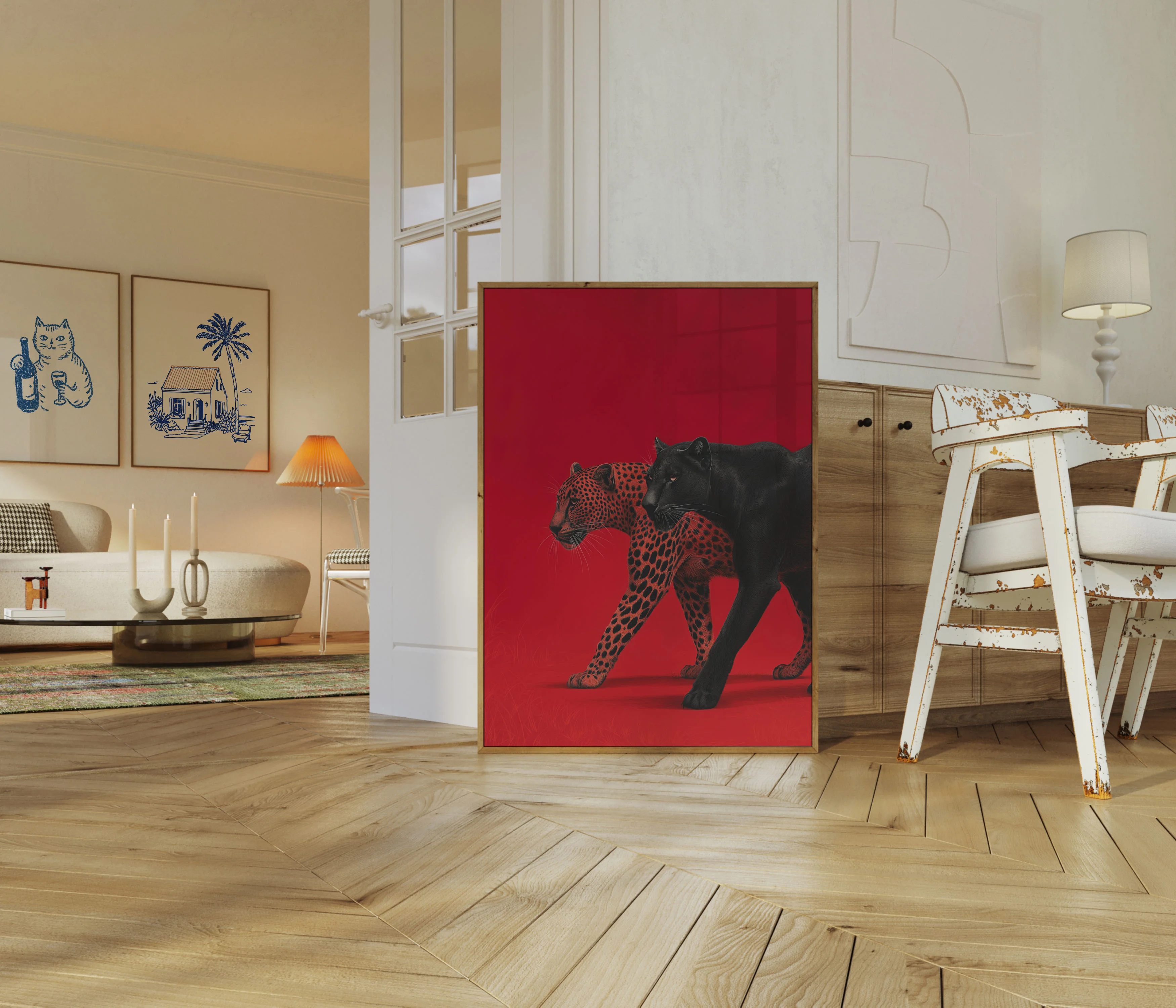 Dual Feline Contrast Poster - Image 5