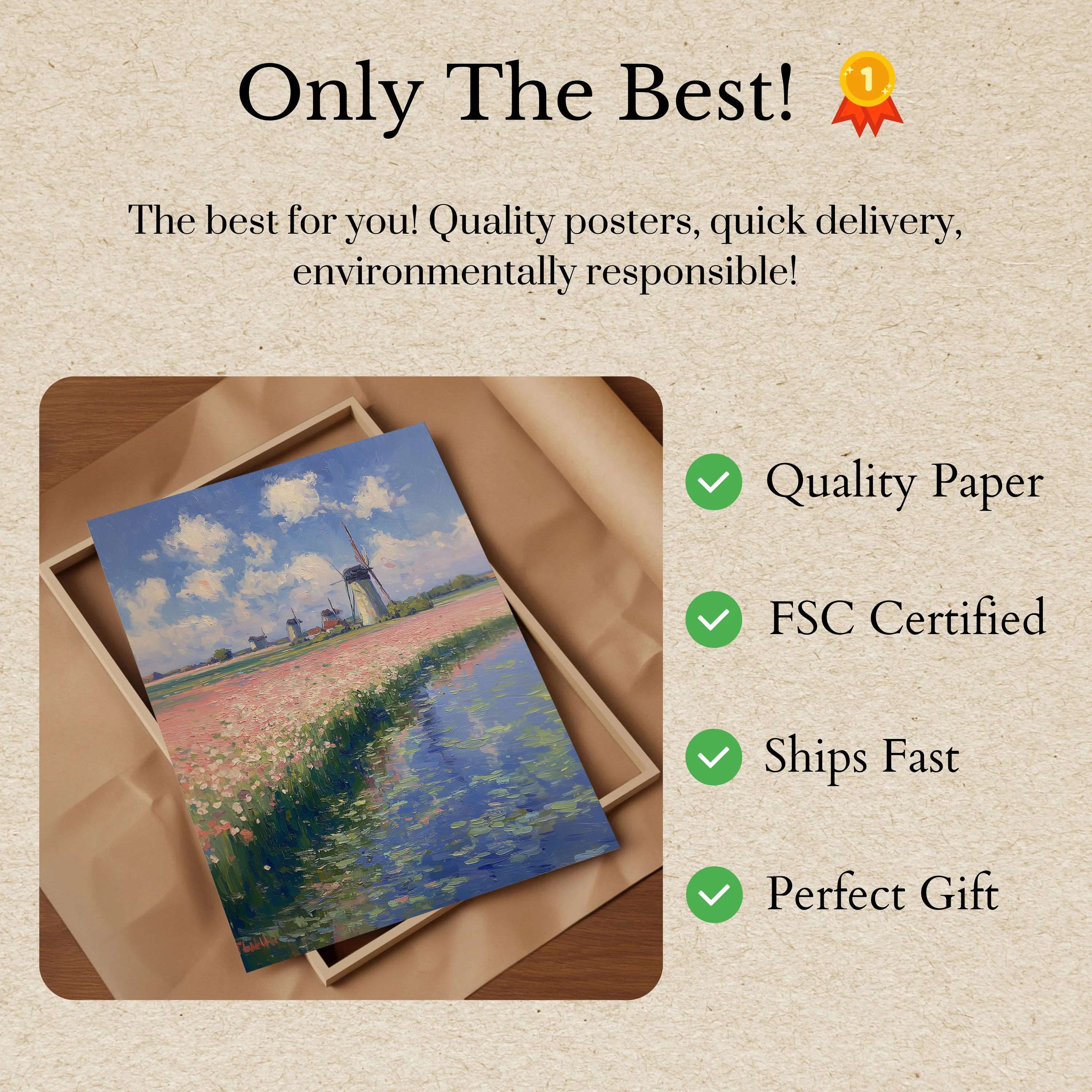 Dutch Windmills and Tulip Fields Poster - Image 3