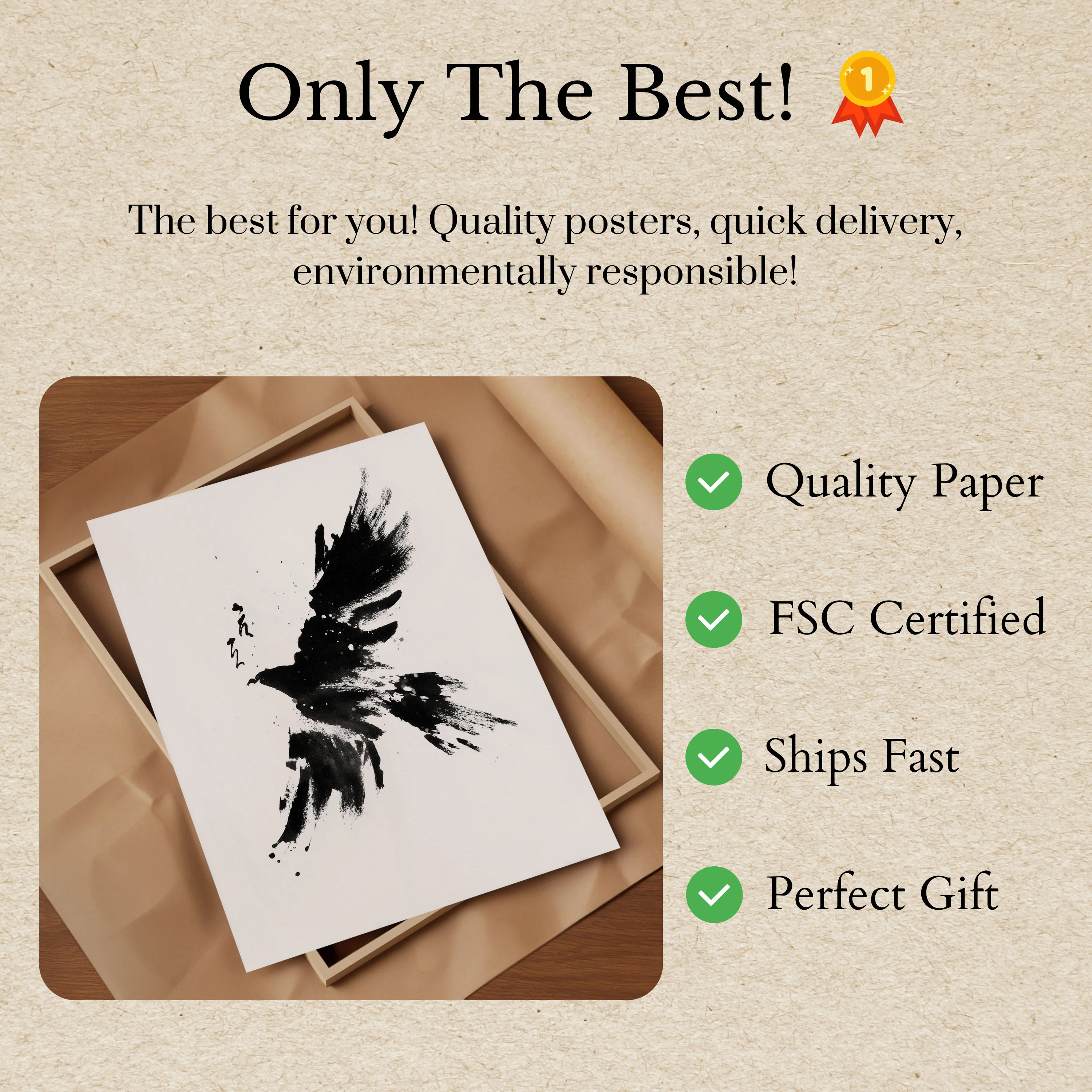 Dynamic Black Bird Ink Poster - Image 3