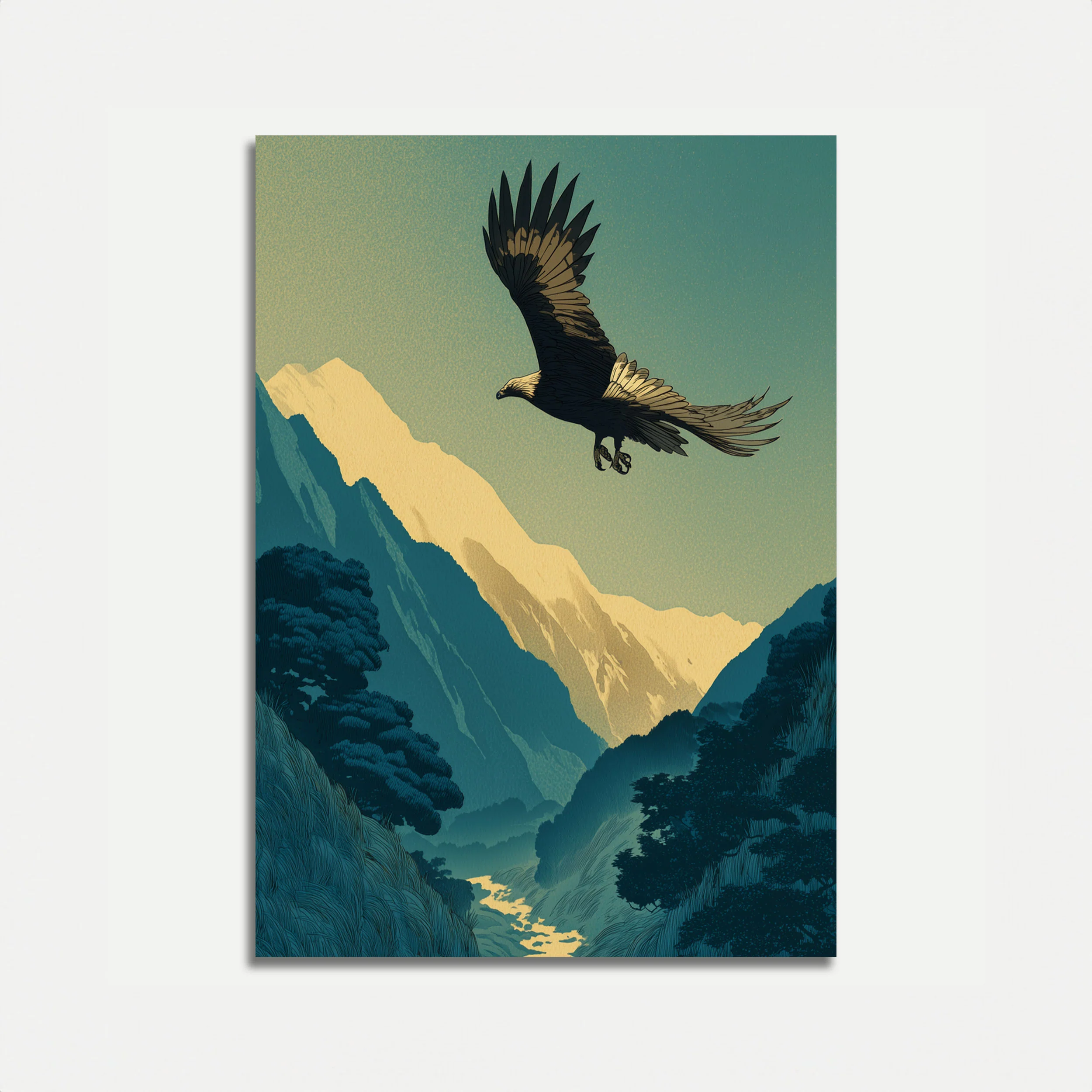 Eagle Soaring Mountain Valley Poster