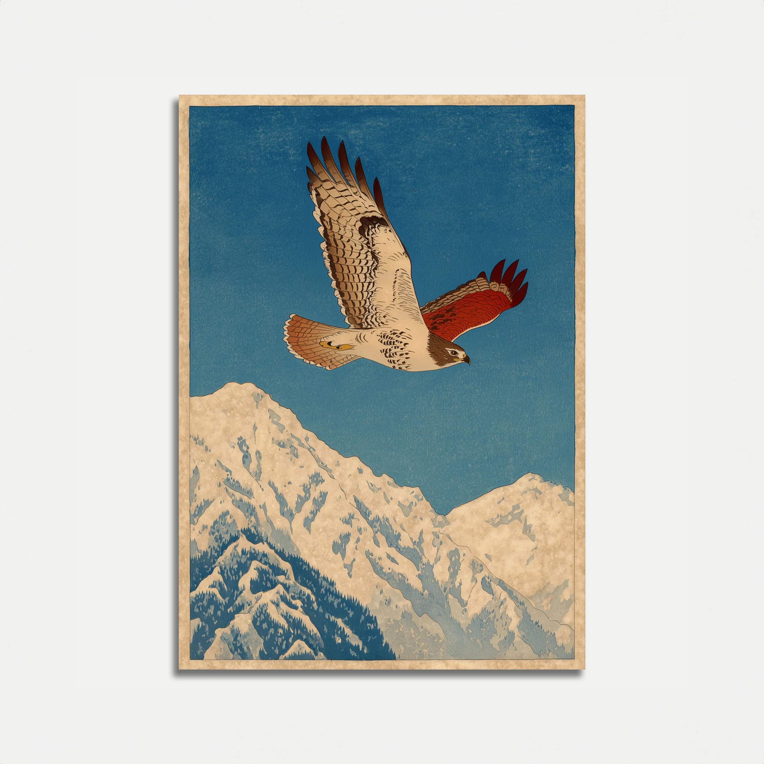 Eagle Soaring Over Mountains Poster