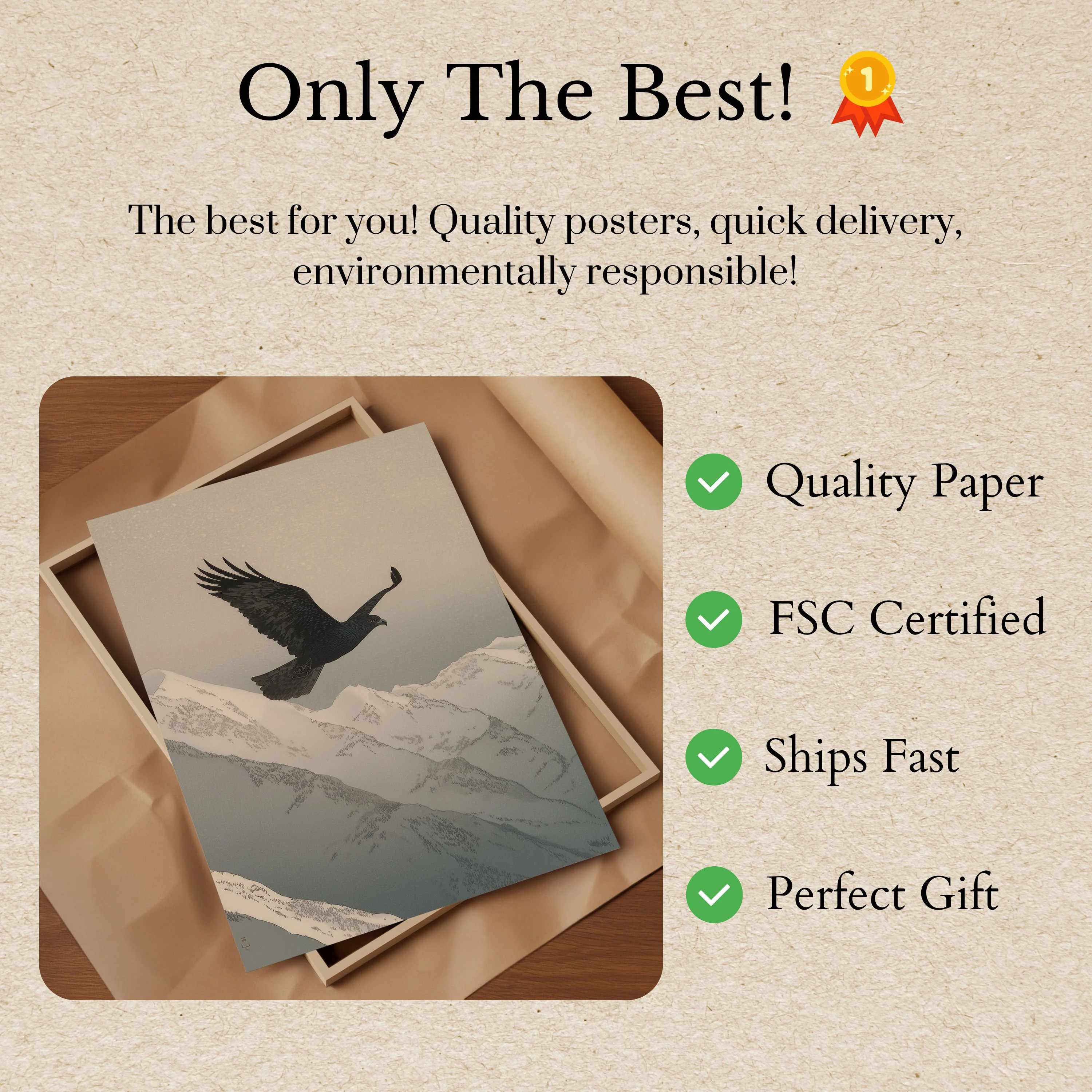 Eagle Soaring Over Snowy Mountains Poster - Image 3