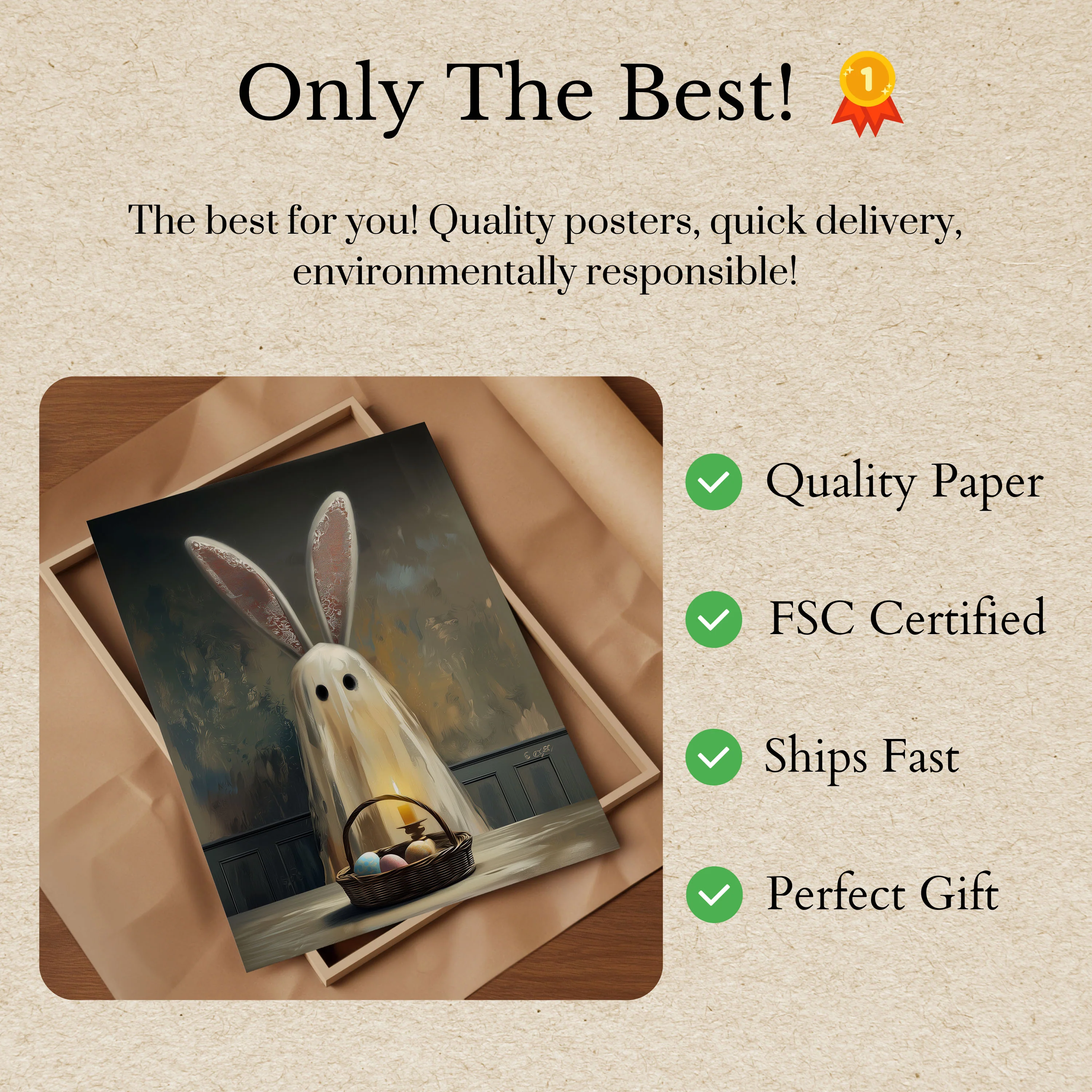 Easter Bunny With Egg Basket Poster - Image 3