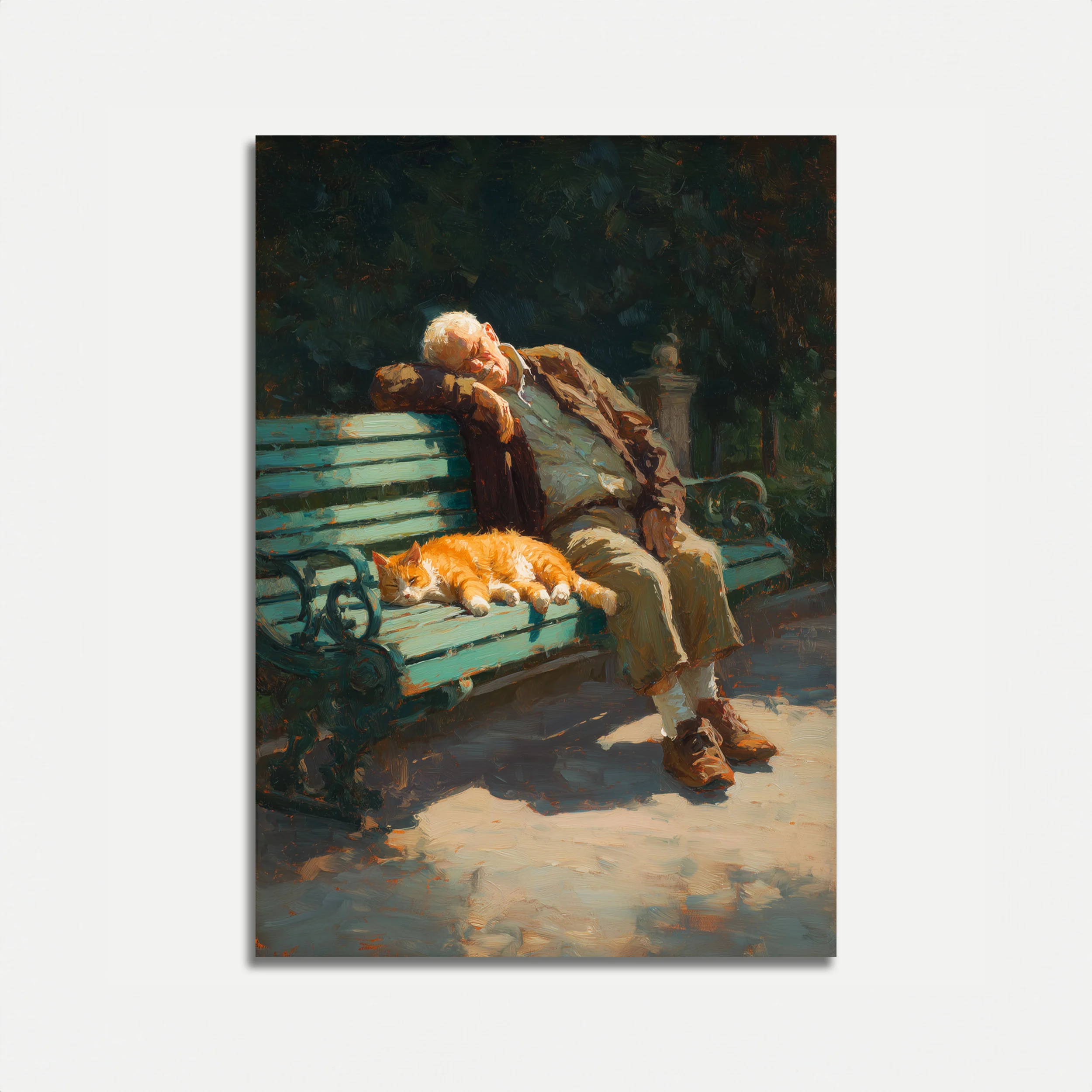 Elderly Man and Orange Cat Poster
