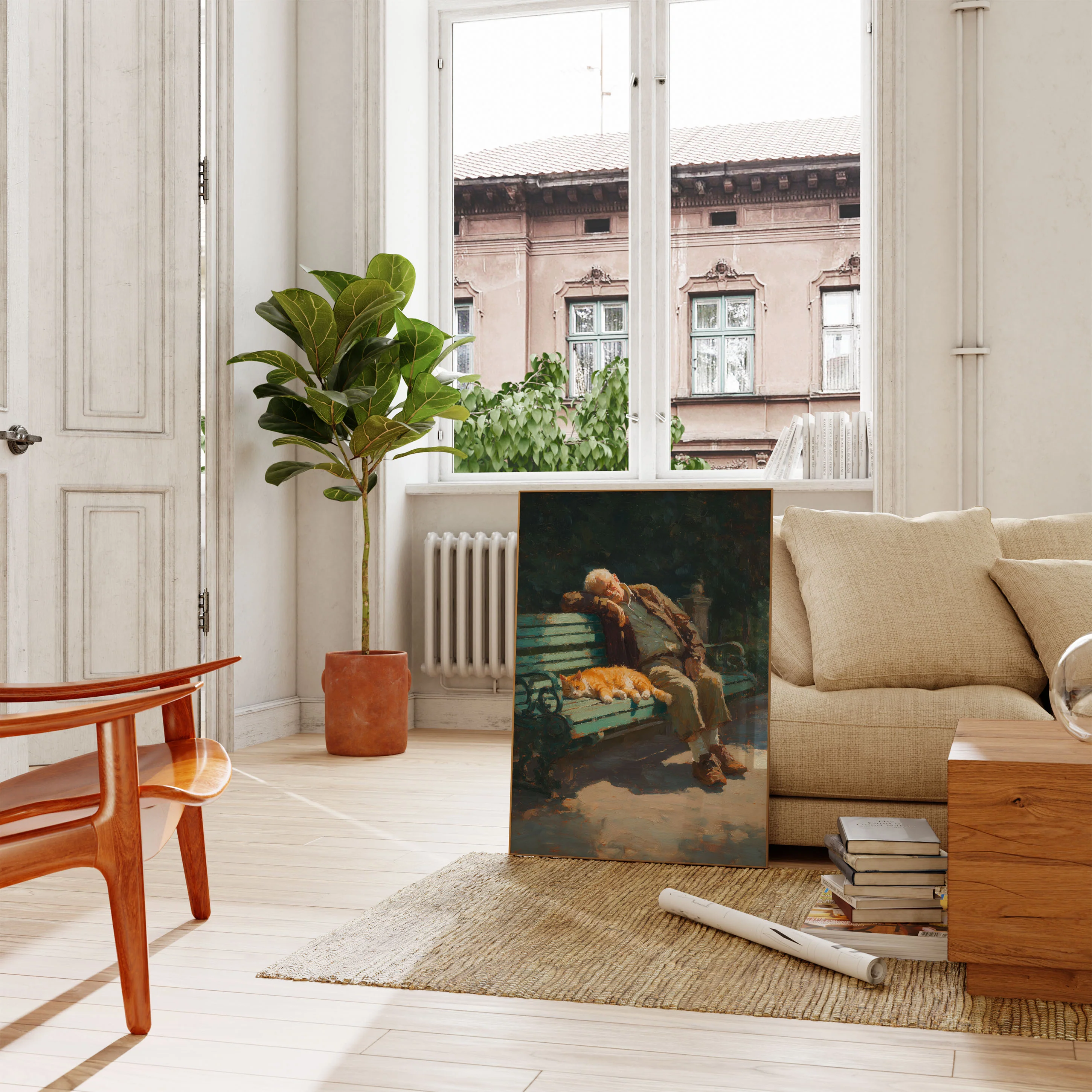 Elderly Man and Orange Cat Poster - Image 2