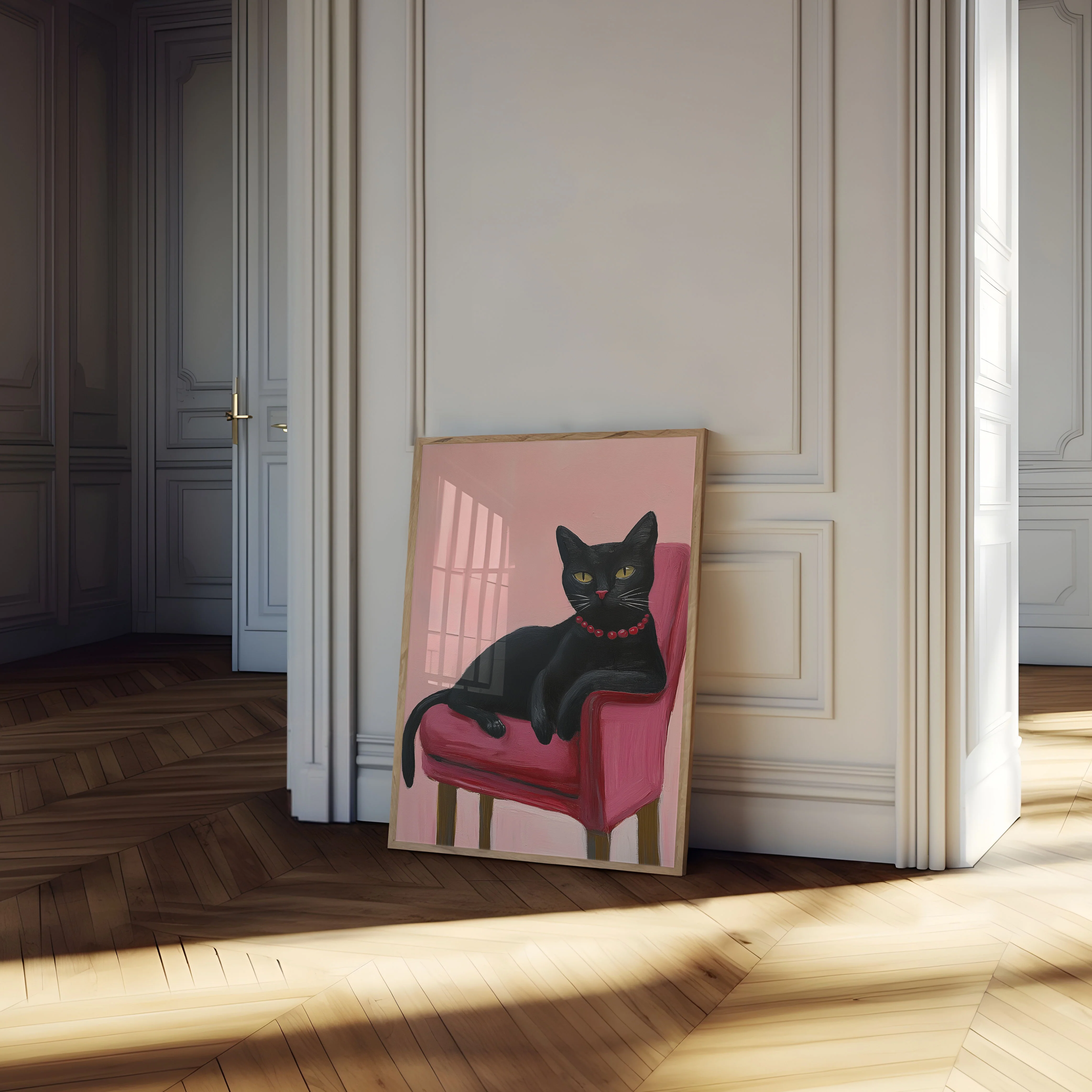 Elegant Black Cat Lounge Poster - Image 4
