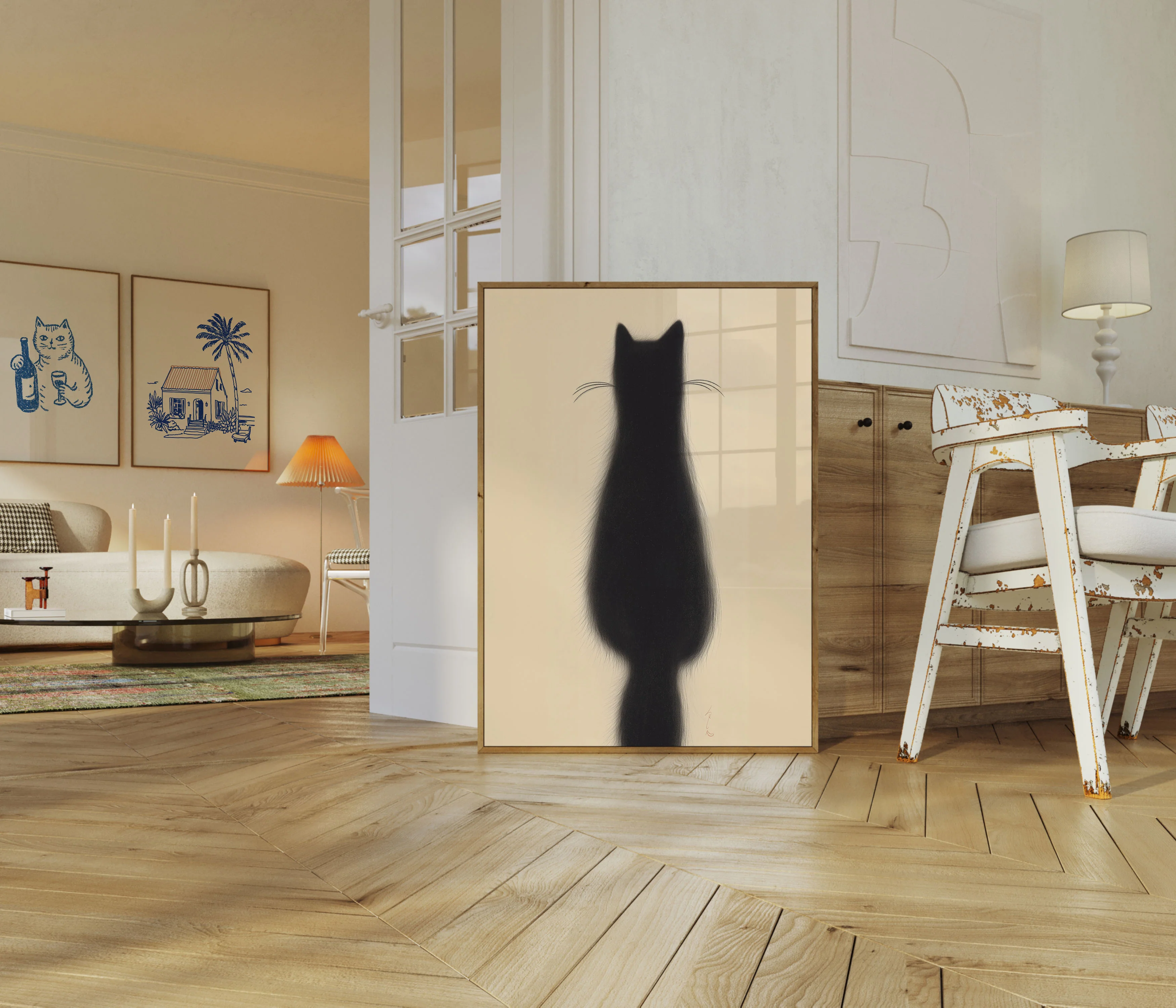 Elegant Black Cat Silhouette Poster - Image 5