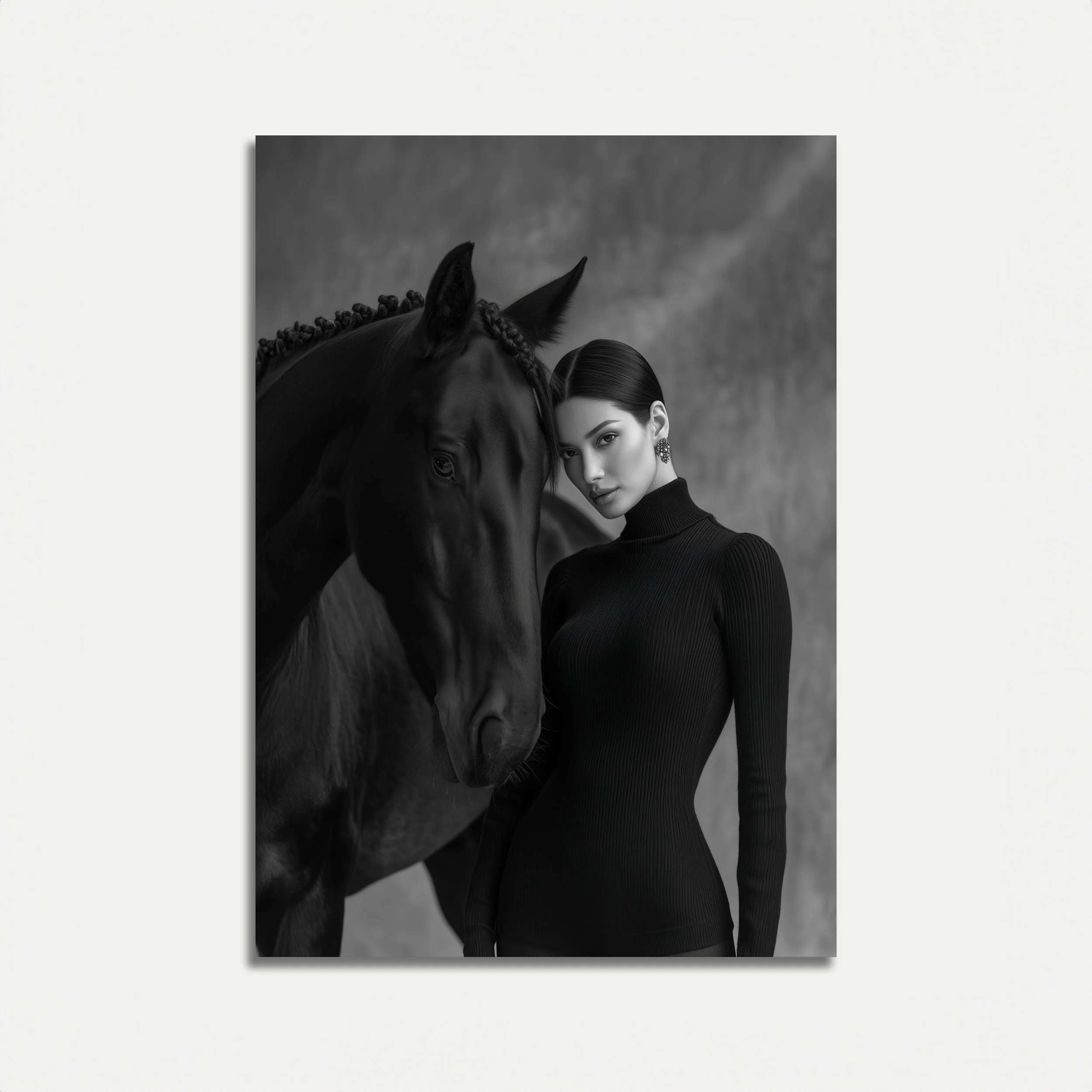 Elegant Black Horse Companion Poster