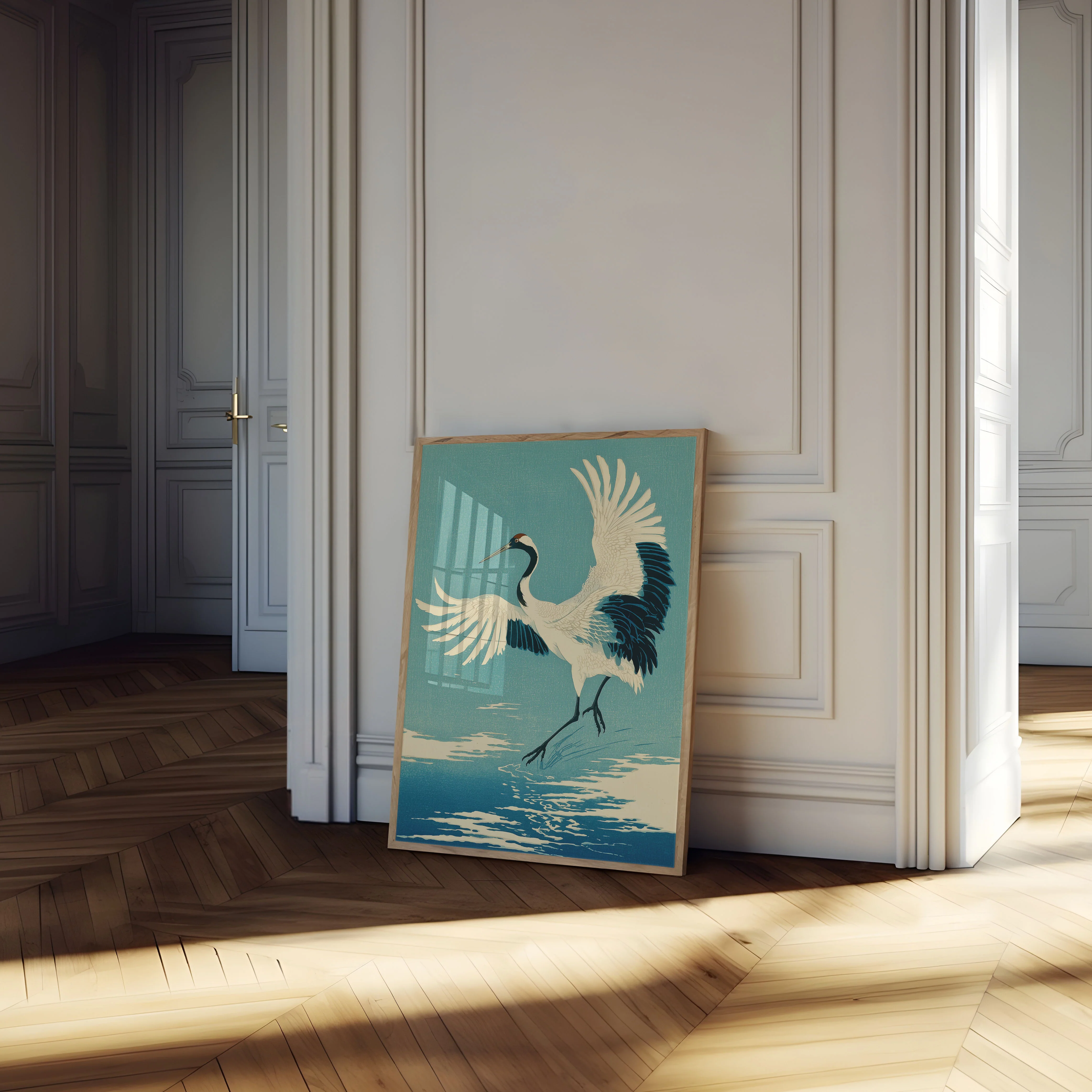 Elegant Crane in Flight Poster - Image 4