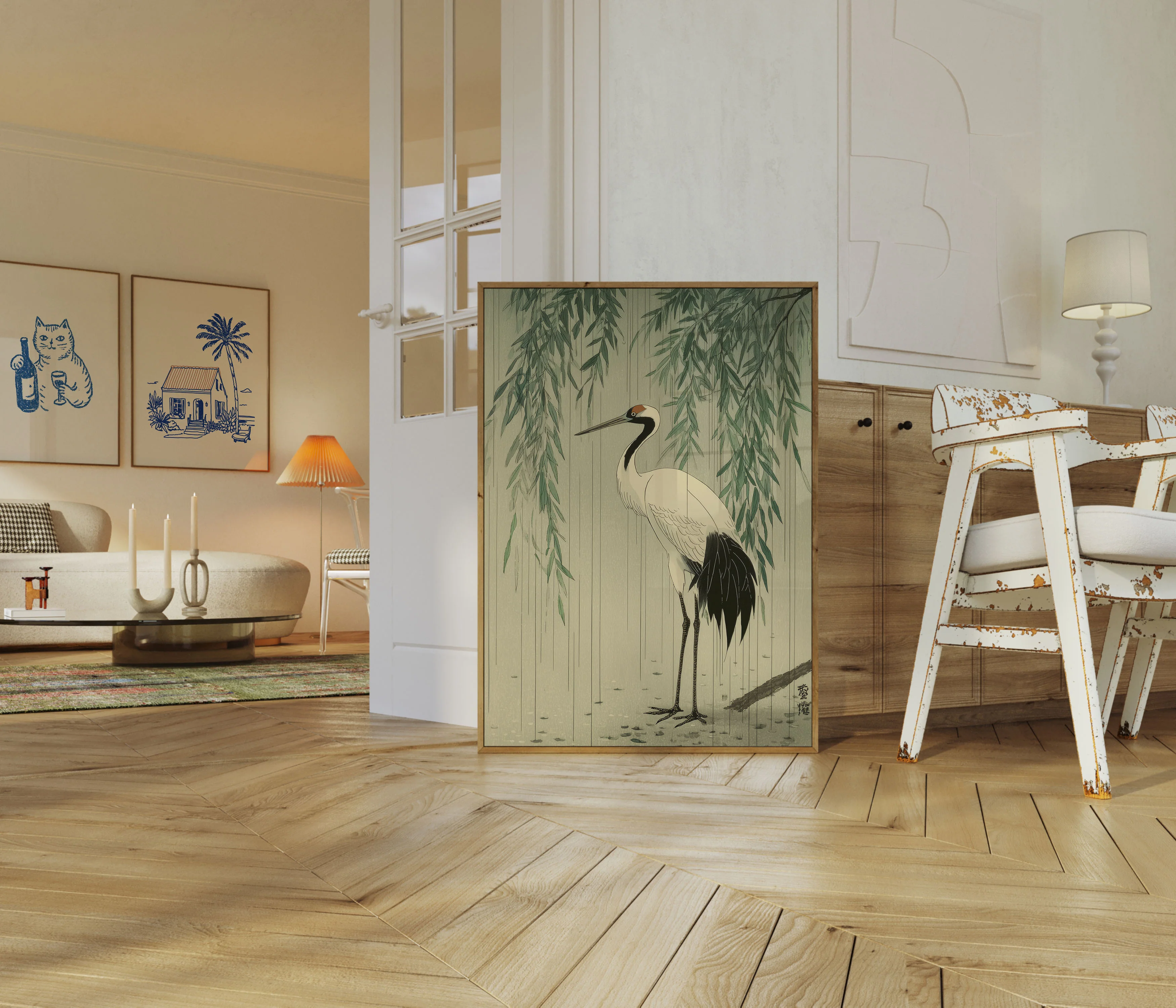 Elegant Crane with Willow Poster - Image 5