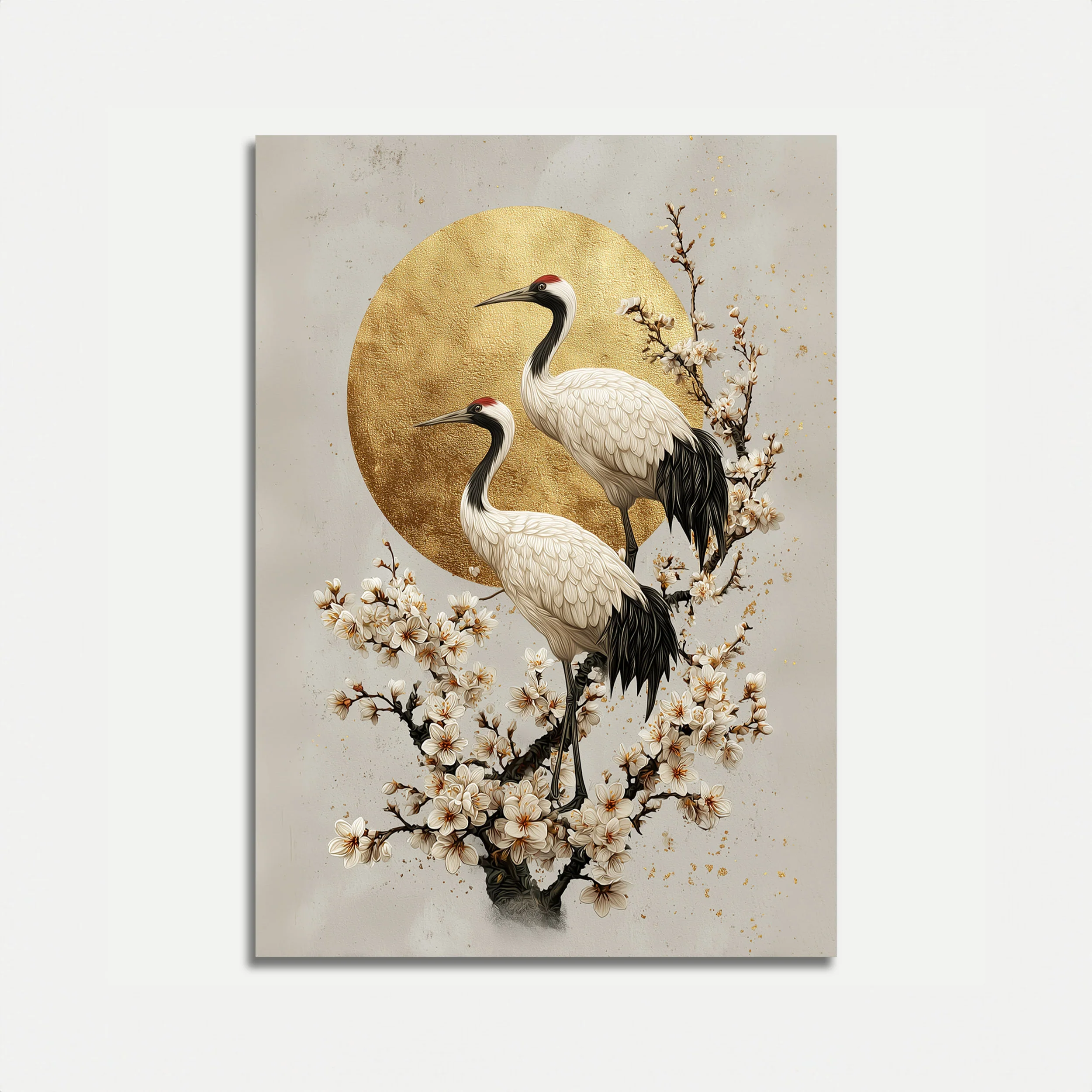 Elegant Cranes Golden Sunrise Poster