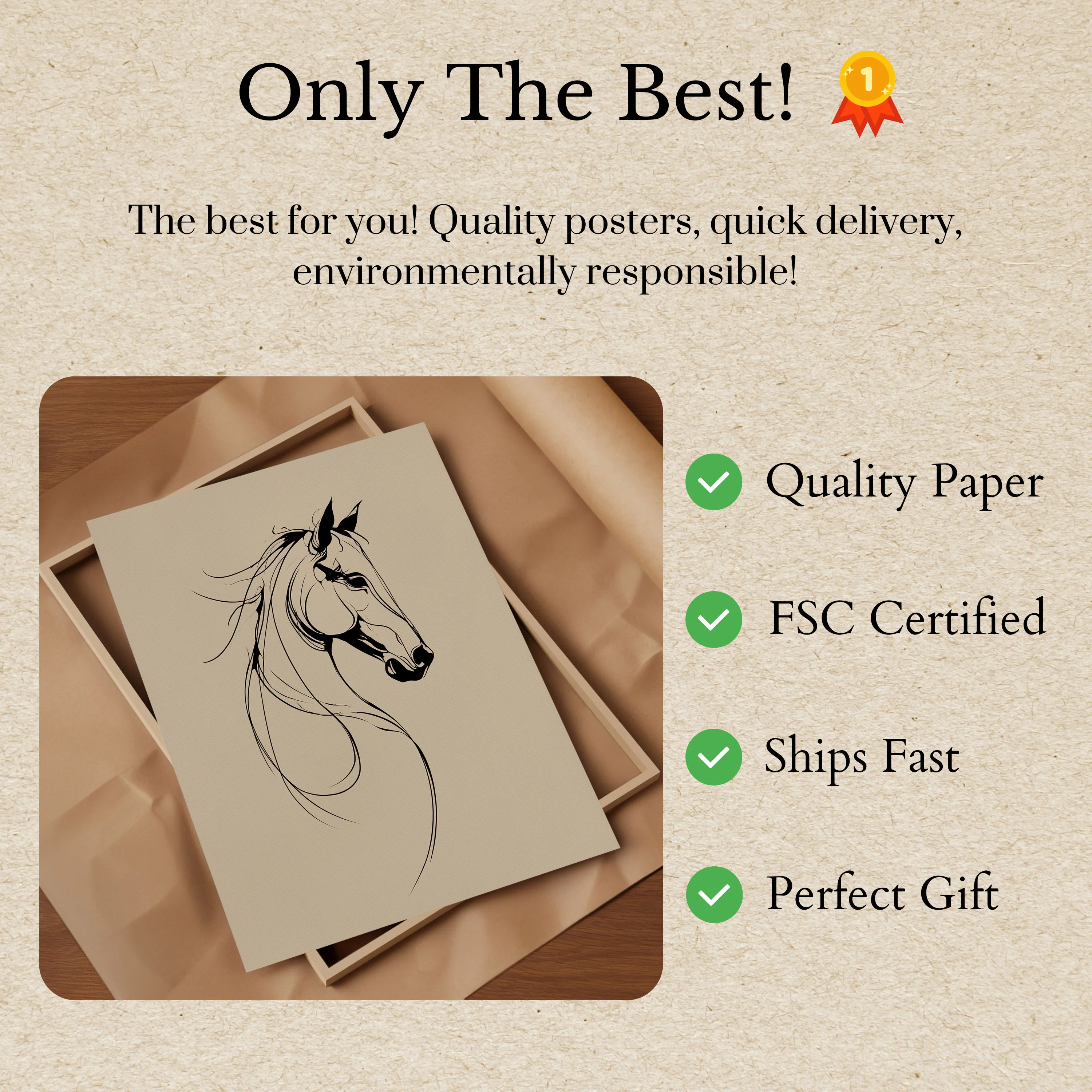 Elegant Horse Head Line Art Poster - Image 3