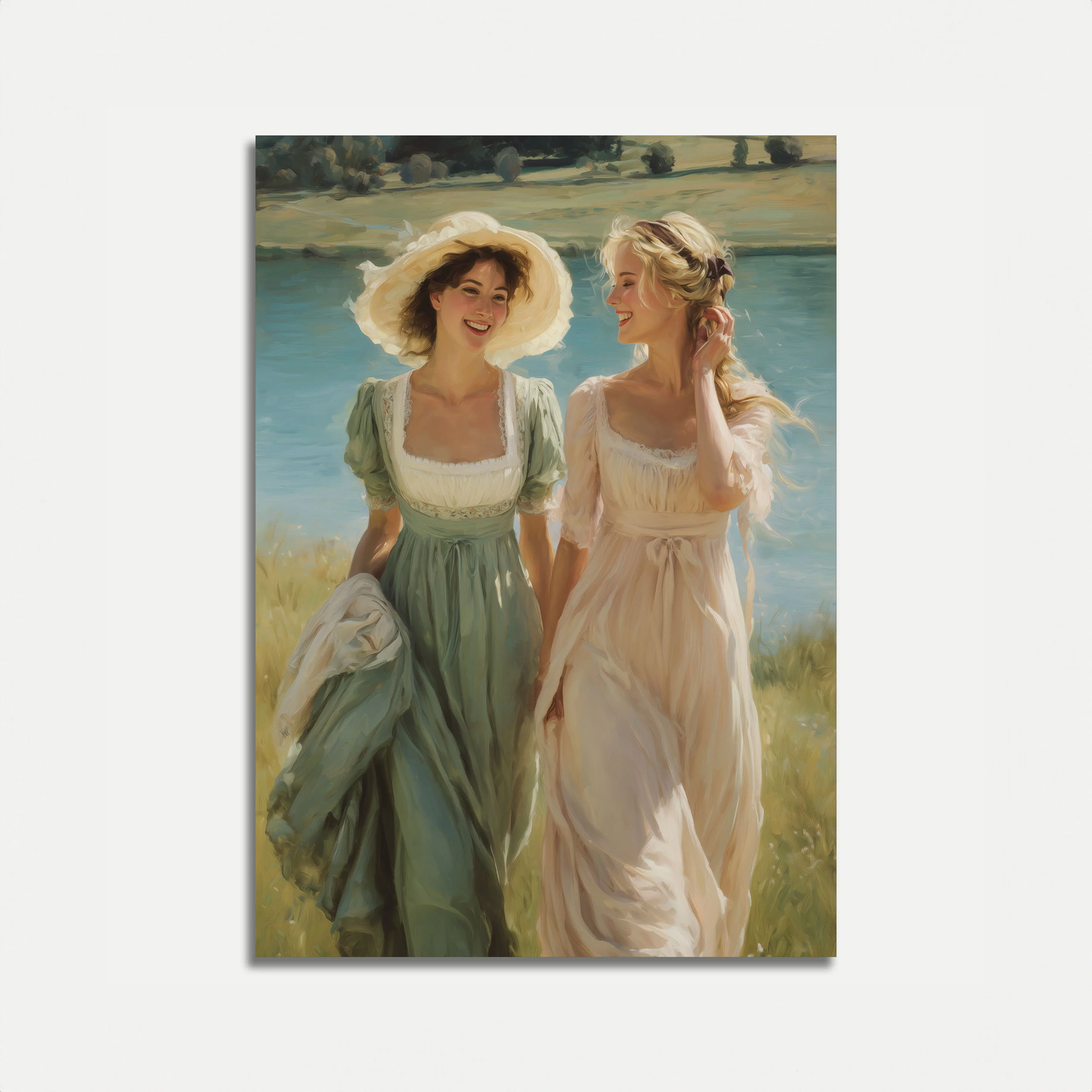 Elegant Ladies by the Lake Poster