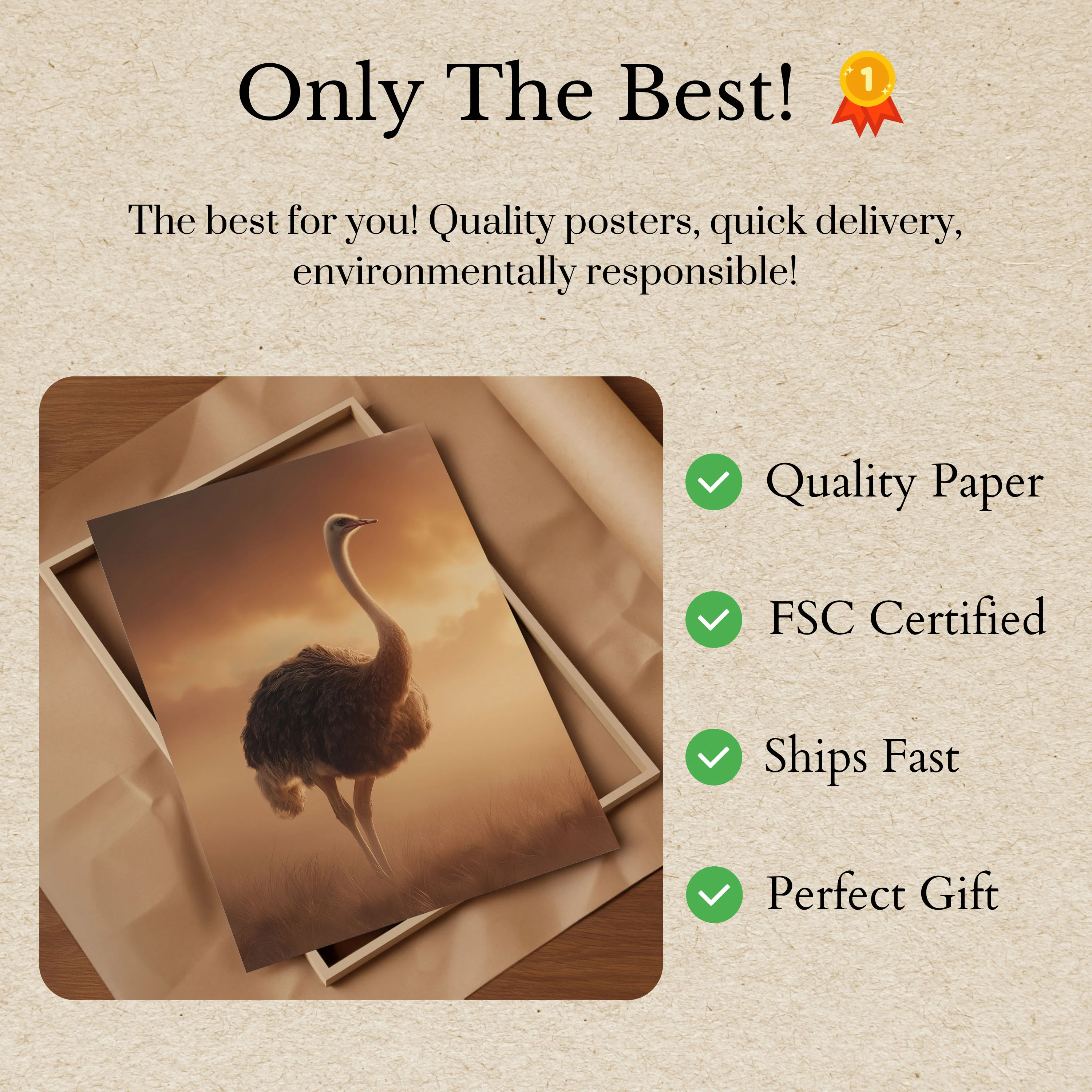Elegant Ostrich Sunset Poster - Image 3