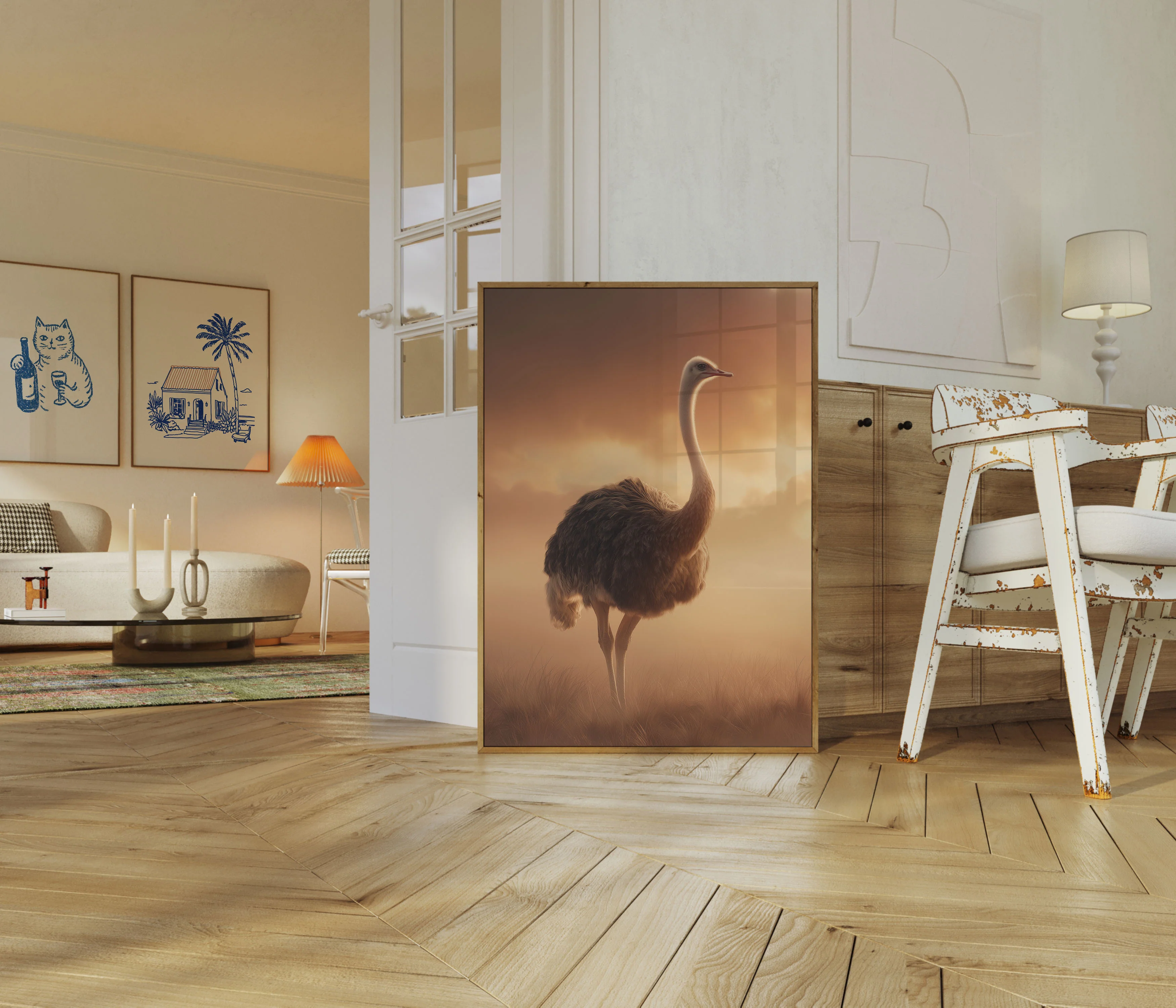 Elegant Ostrich Sunset Poster - Image 5