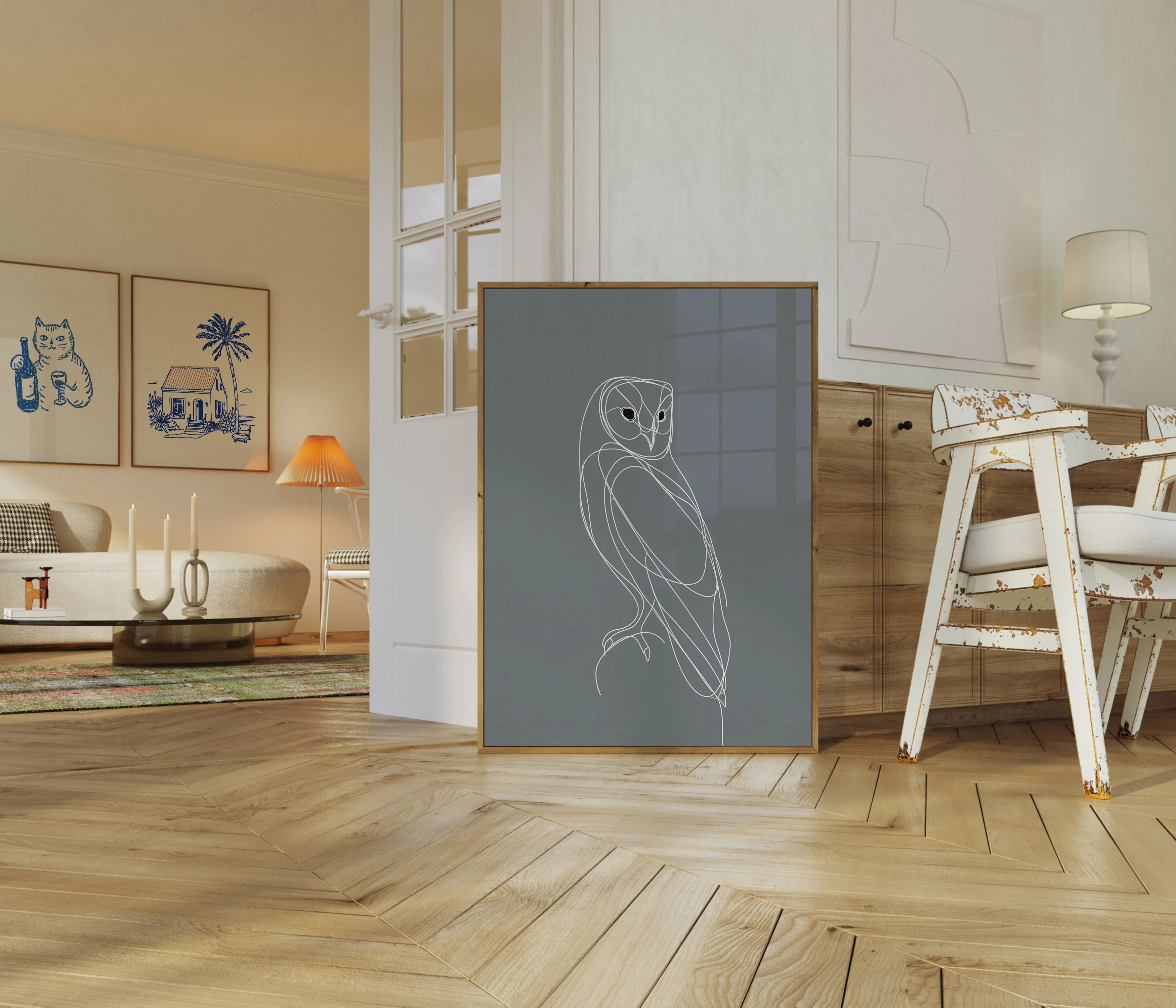 Elegant Owl Line Art Poster - Image 5