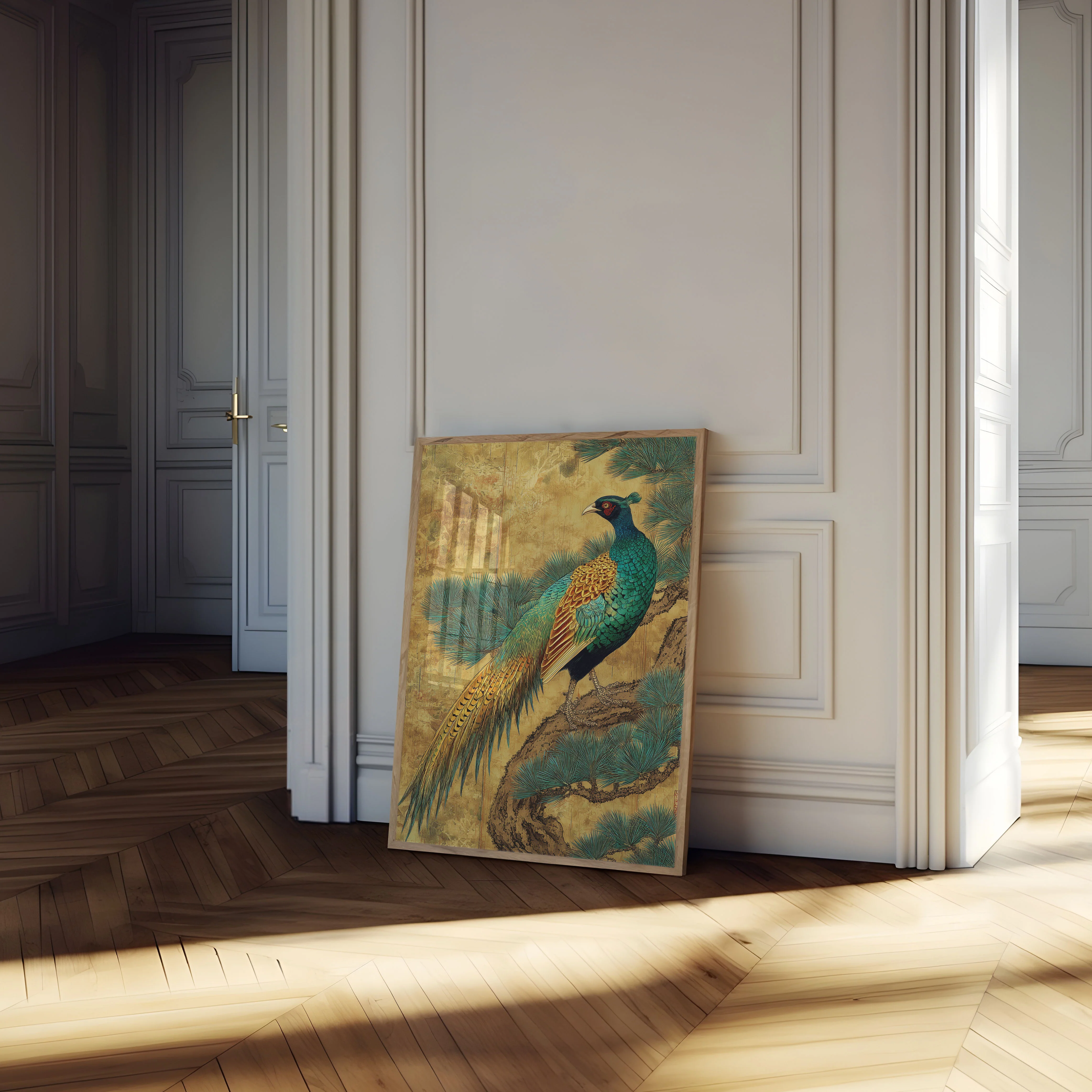 Elegant Peacock on Branch Poster - Image 4