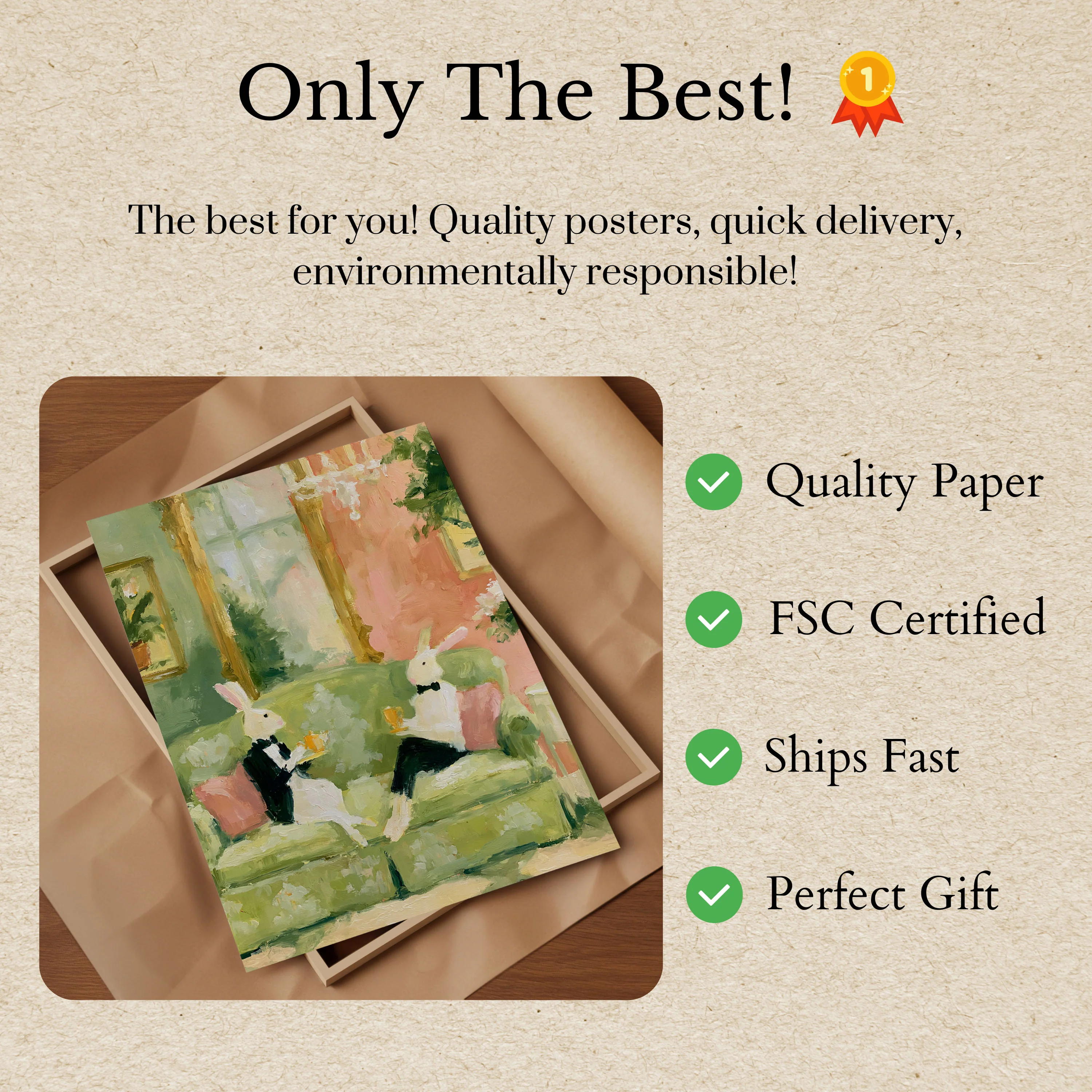 Elegant Rabbits Toasting Poster - Image 3