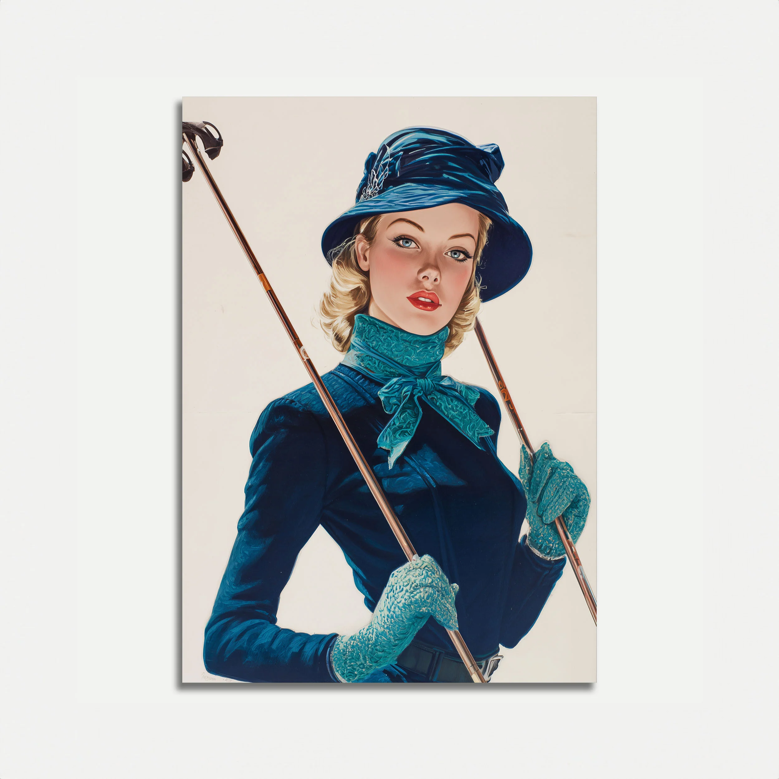 Elegant Ski Fashion Vintage Poster