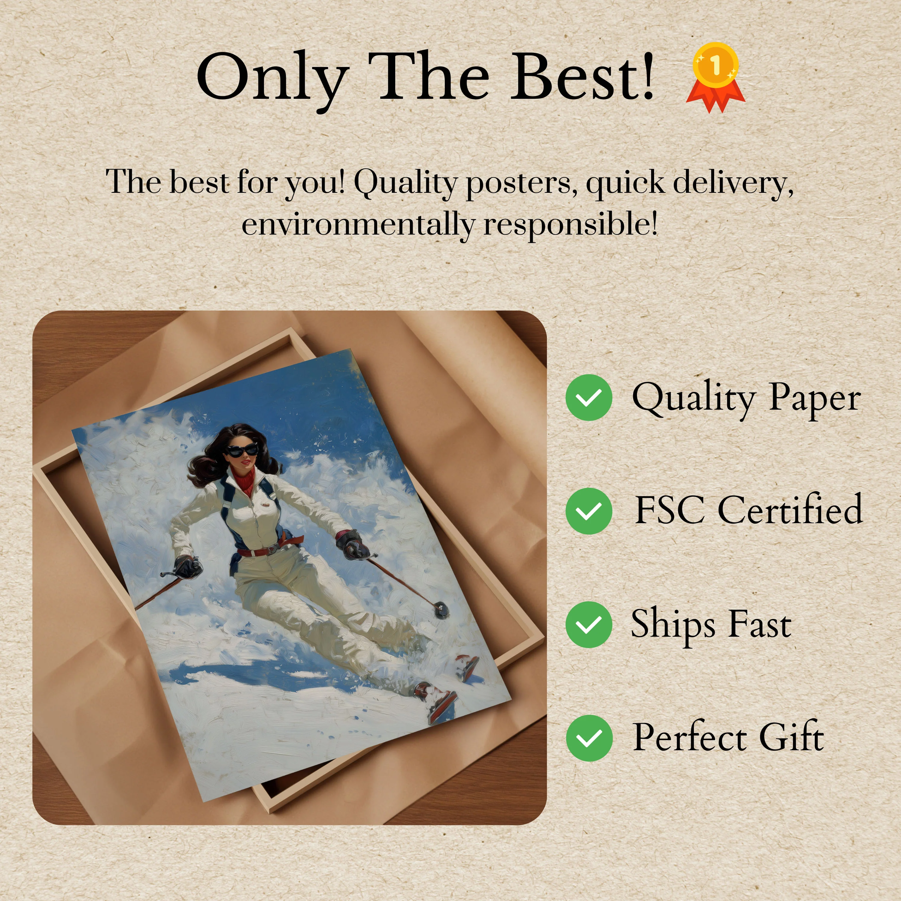 Elegant Ski Slope Glamour Poster - Image 3