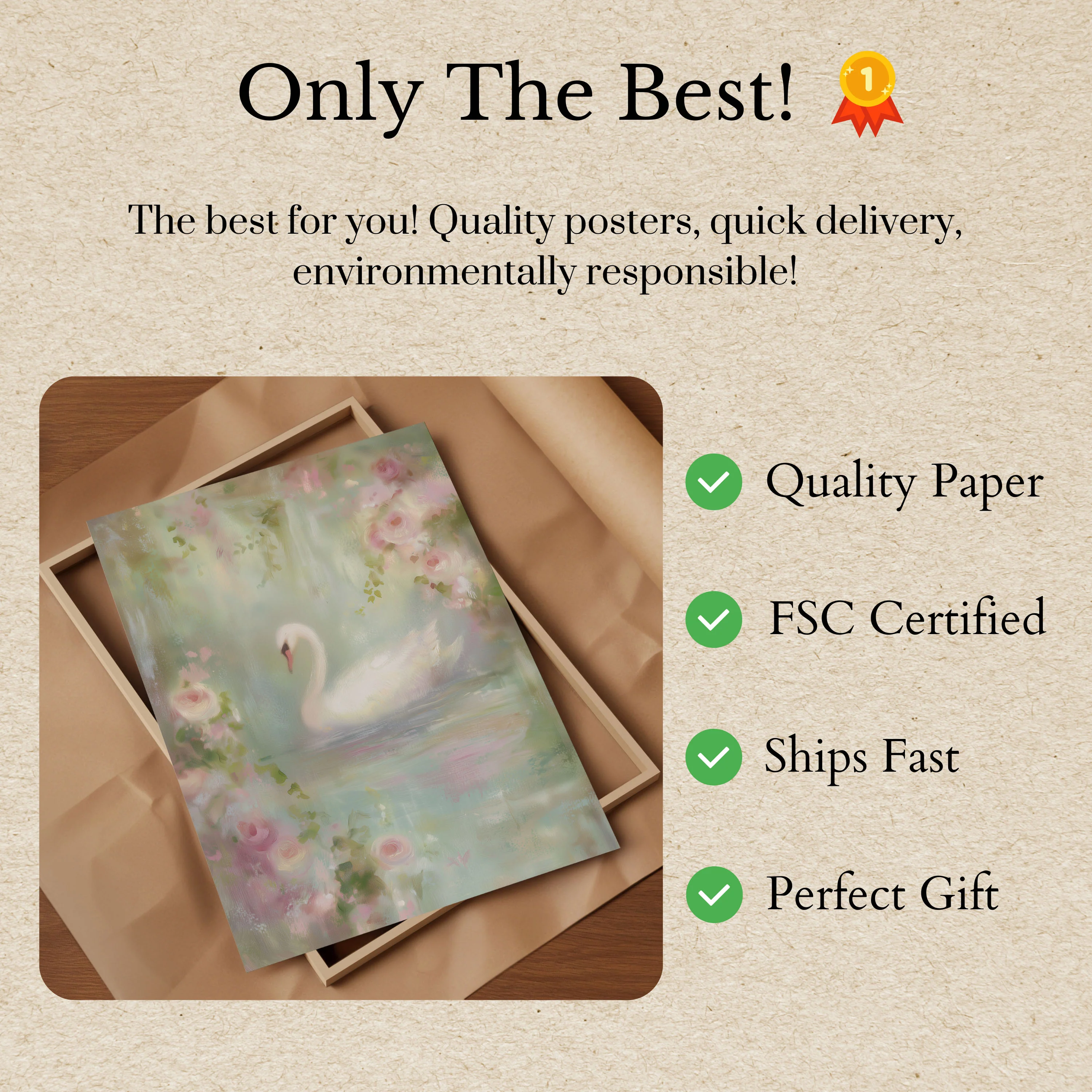 Elegant Swan Floral Poster - Image 3