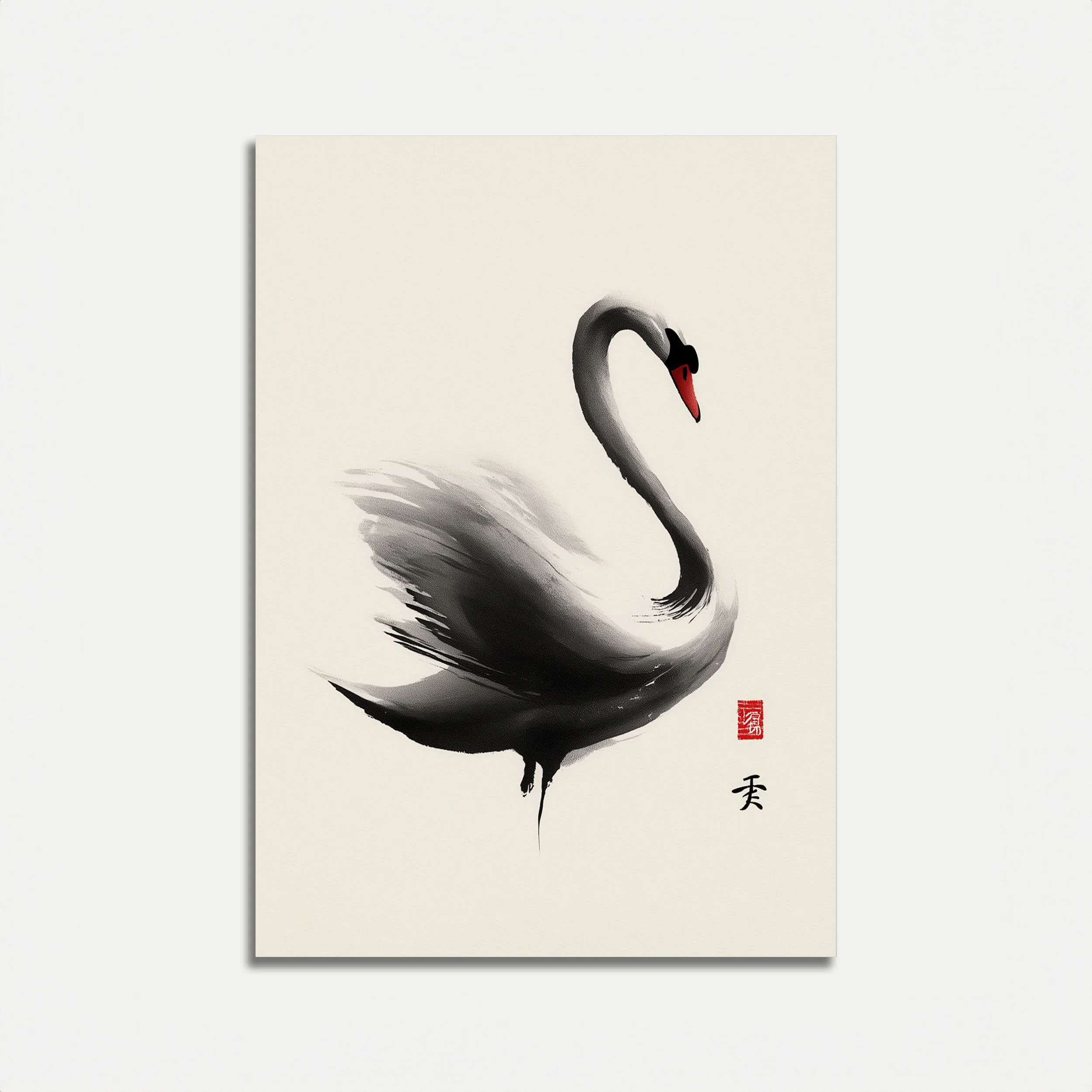 Elegant Swan Ink Poster