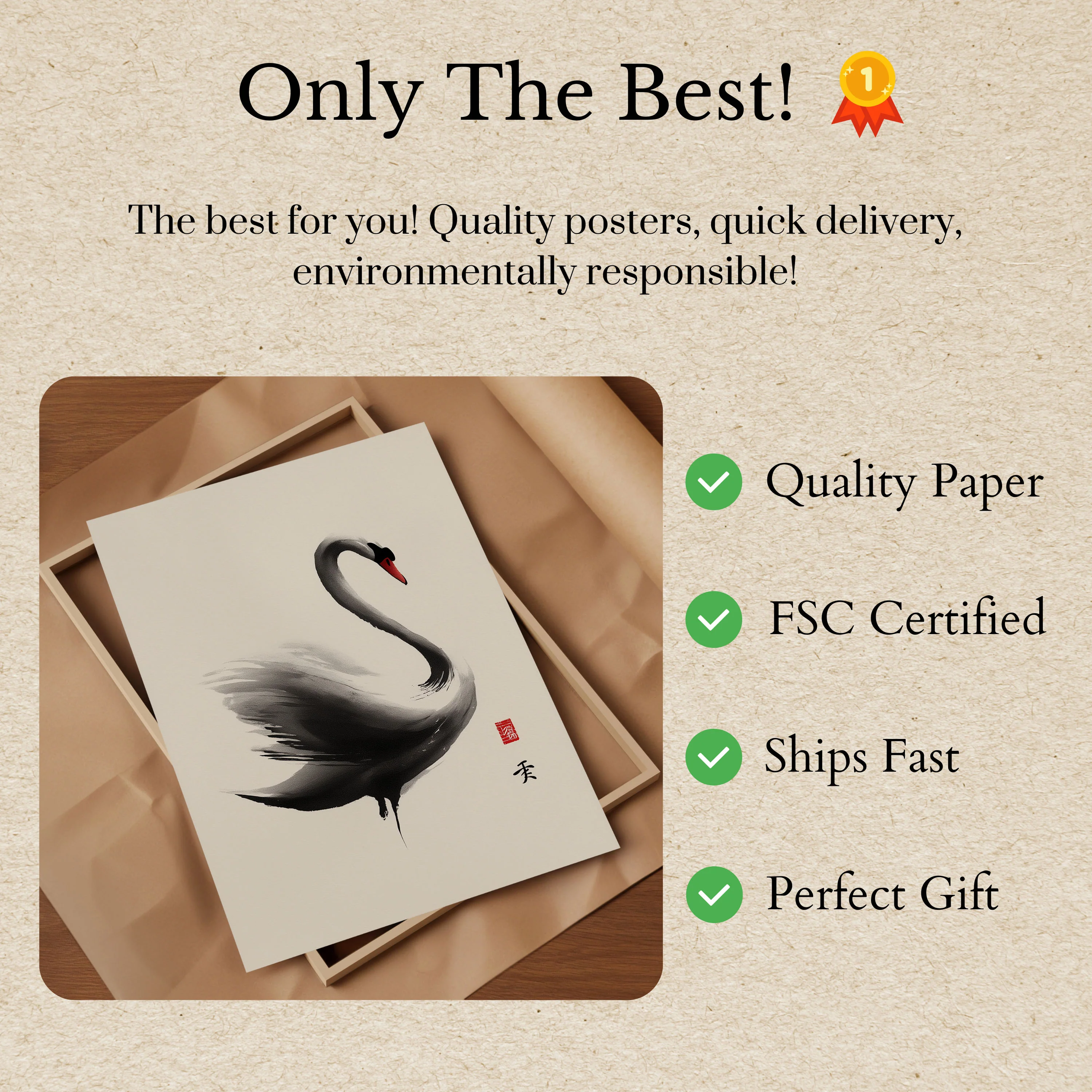 Elegant Swan Ink Poster - Image 3