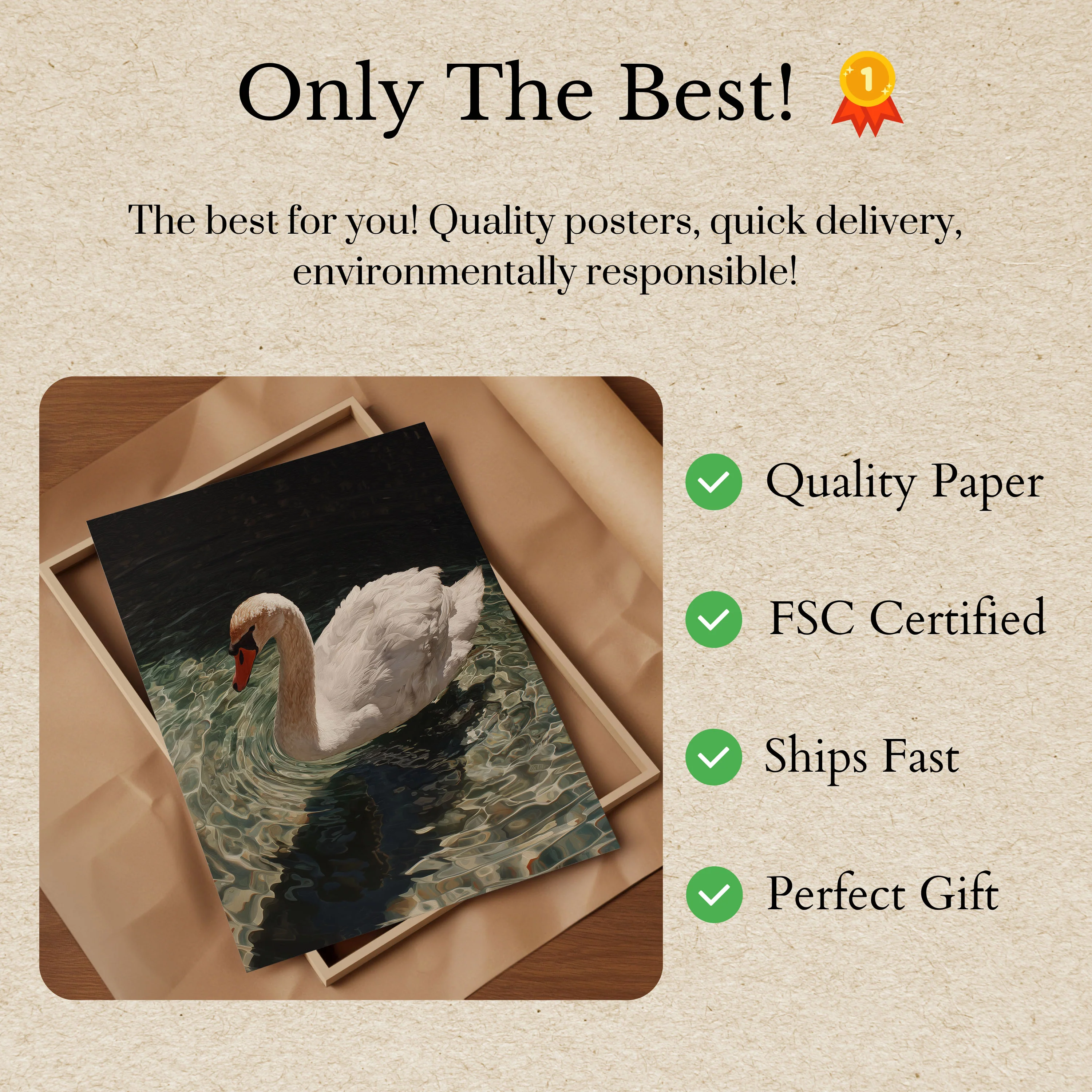 Elegant Swan Water Poster - Image 3