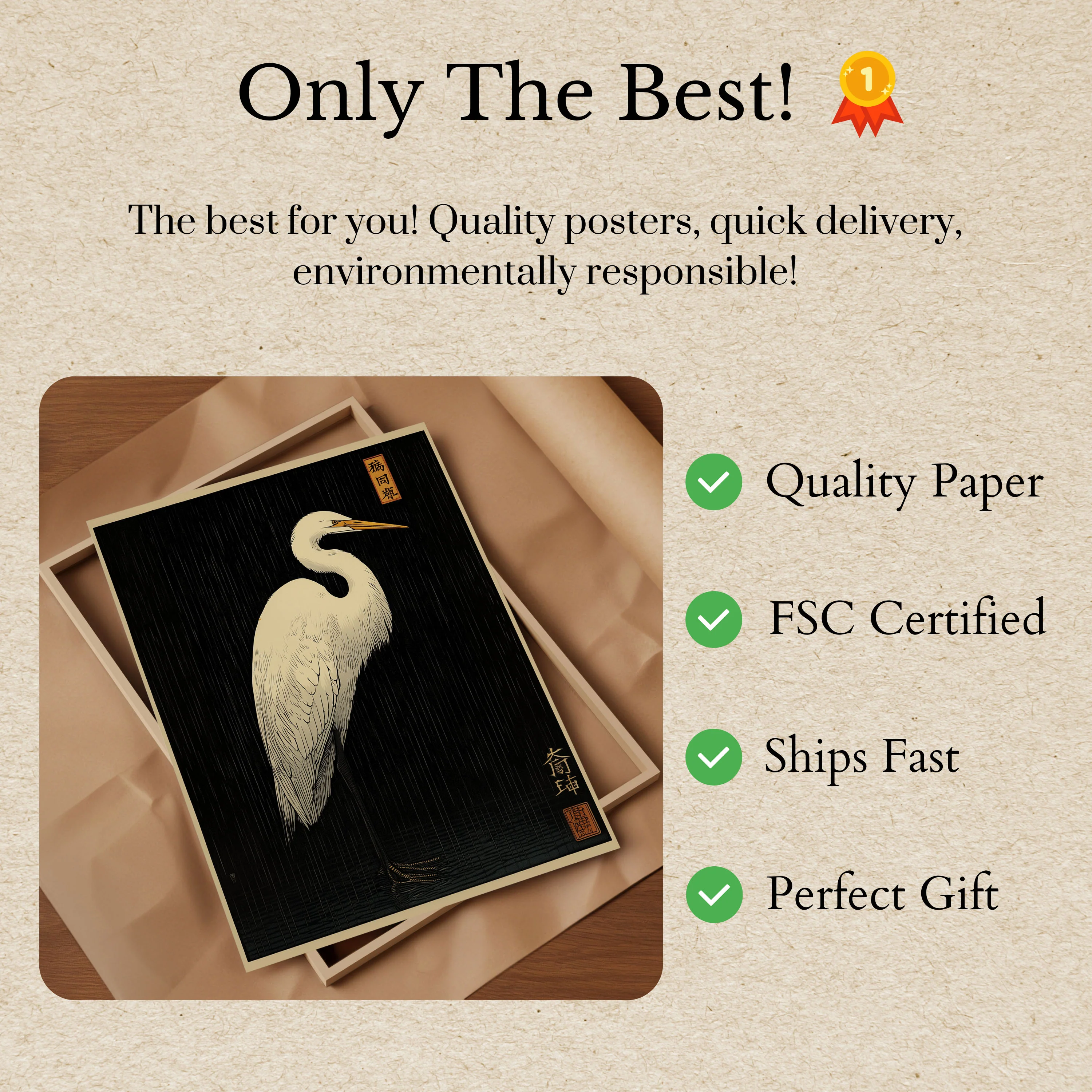 Elegant White Egret Japanese Poster - Image 3
