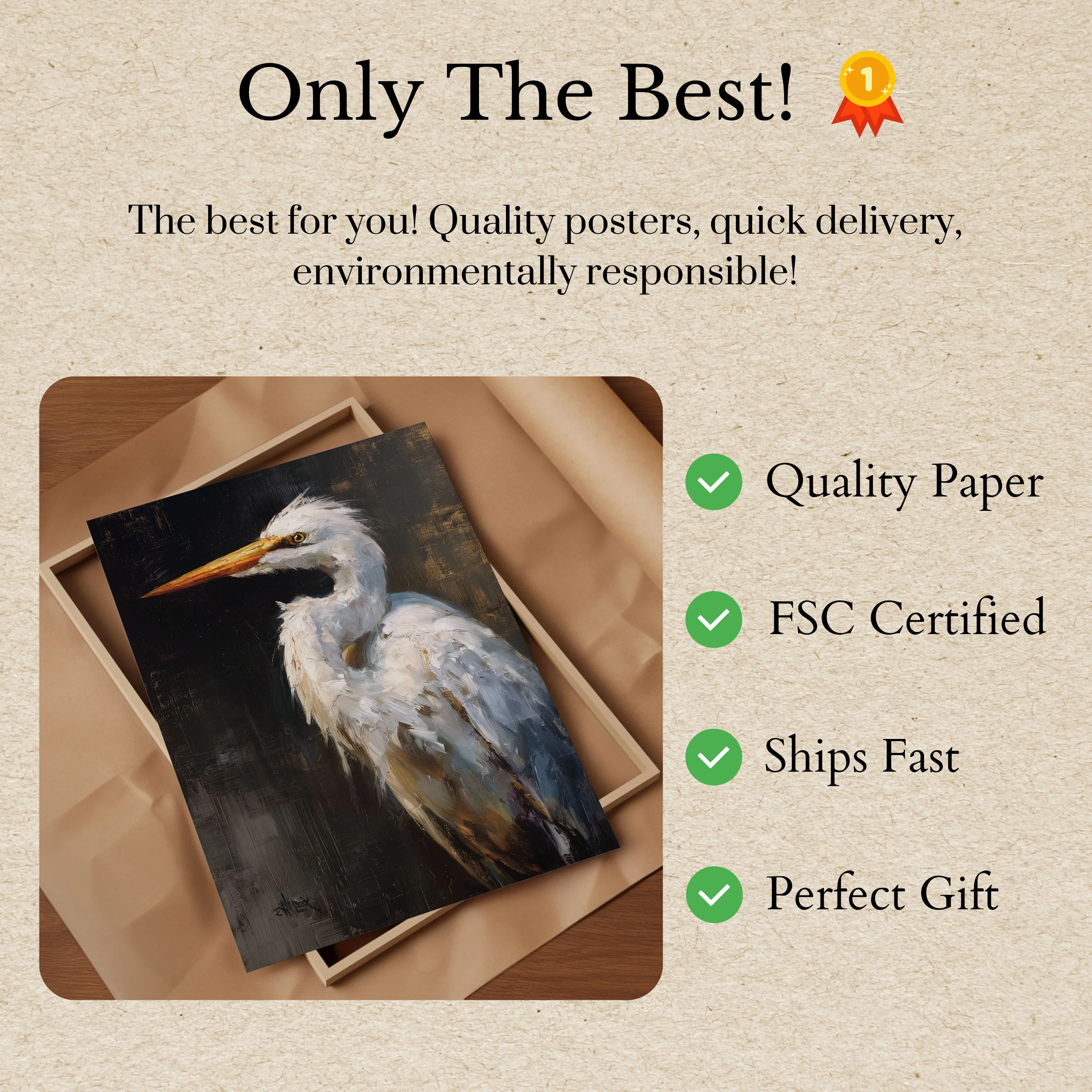 Elegant White Heron Poster - Image 3