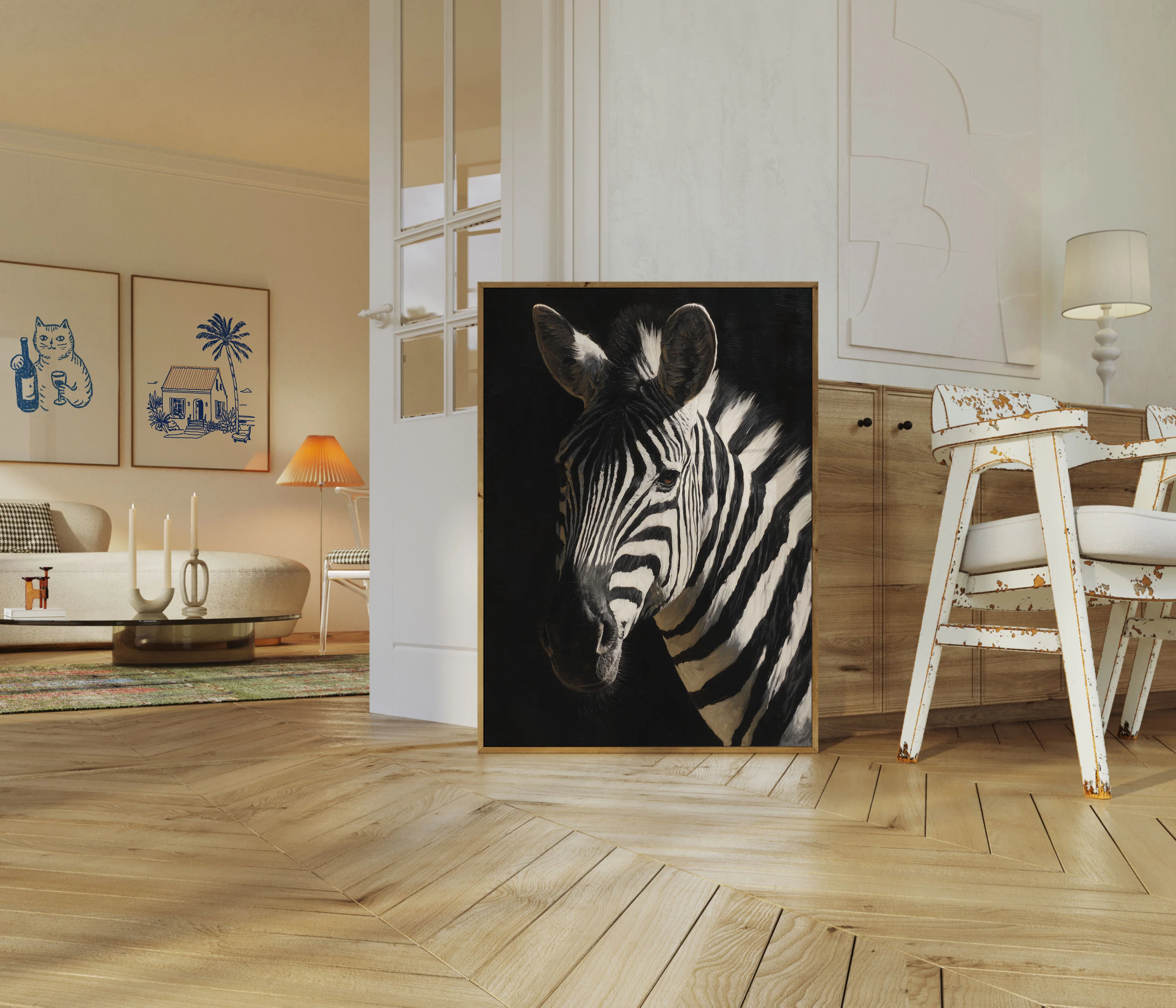 Elegant Zebra Black and White Poster - Image 5