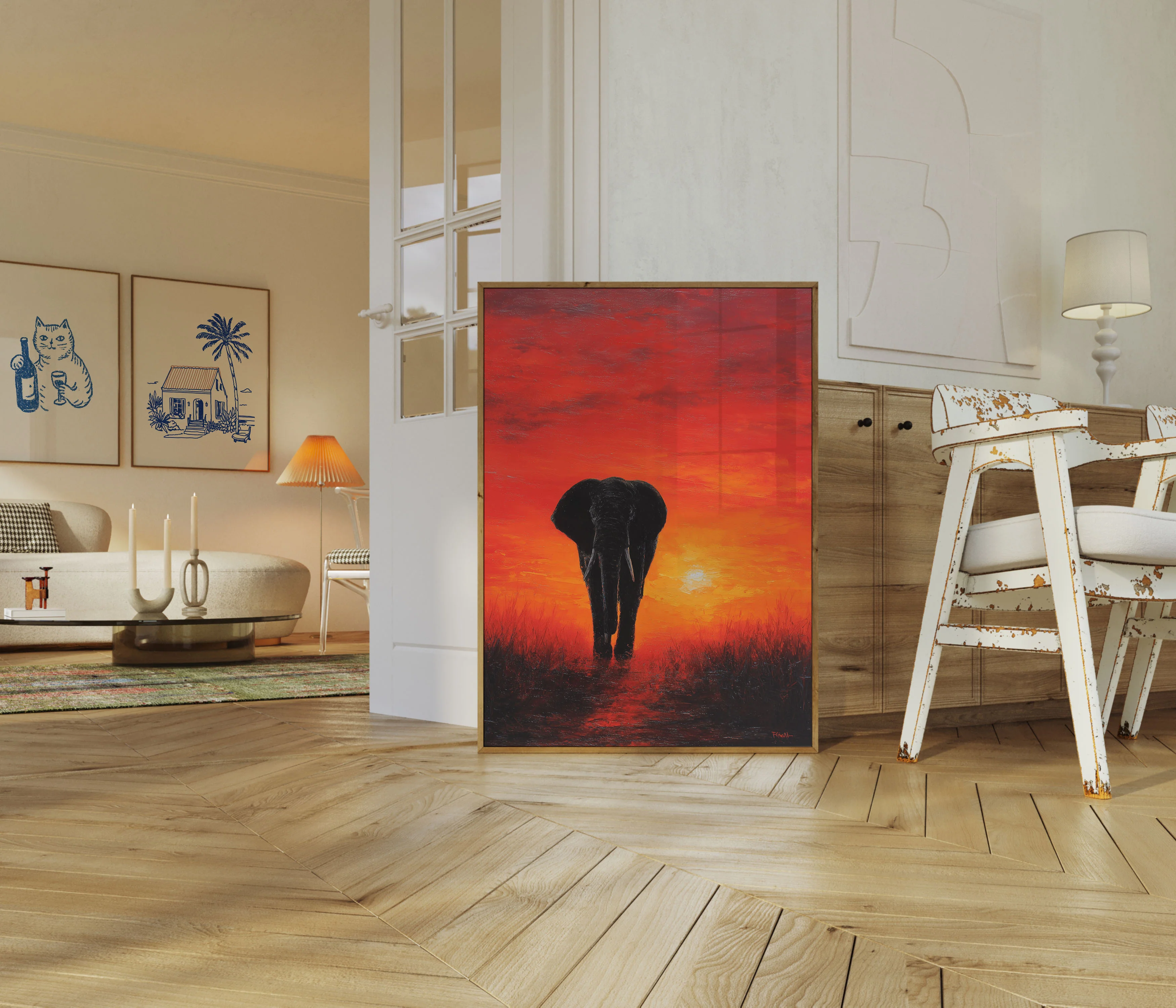 Elephant at African Sunset Poster - Image 5