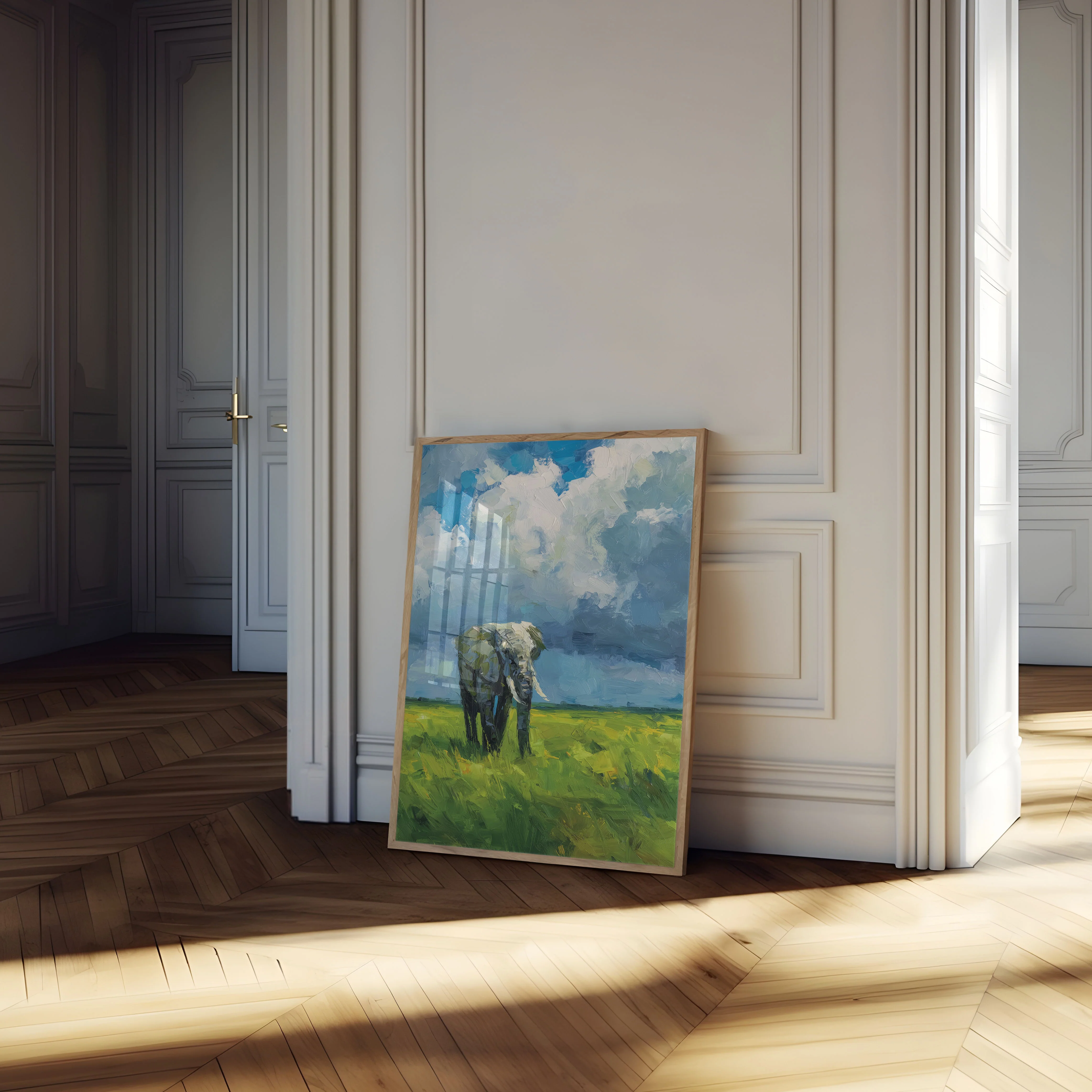 Elephant in Grassland Poster - Image 4