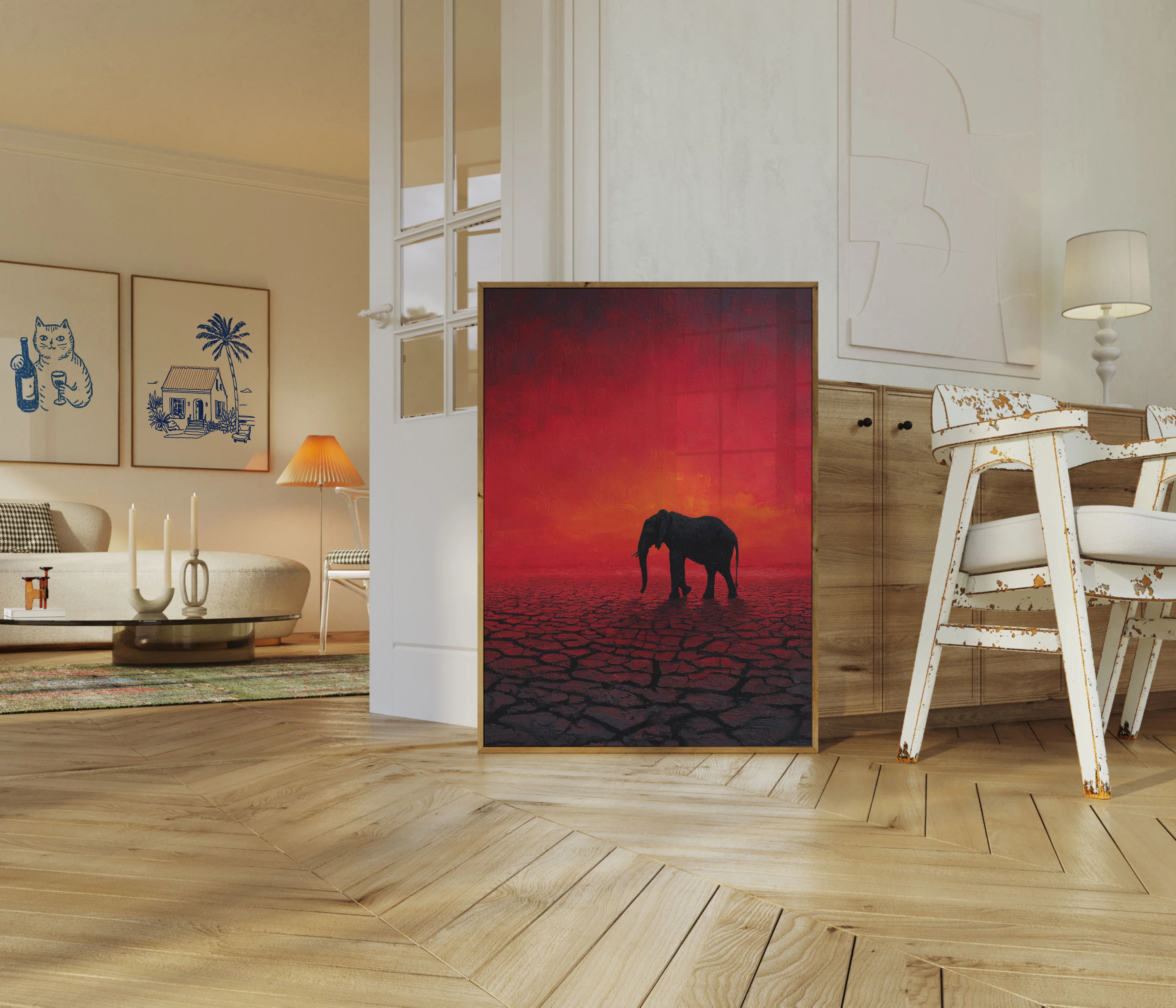 Elephant in the Desert Sunset Poster - Image 5