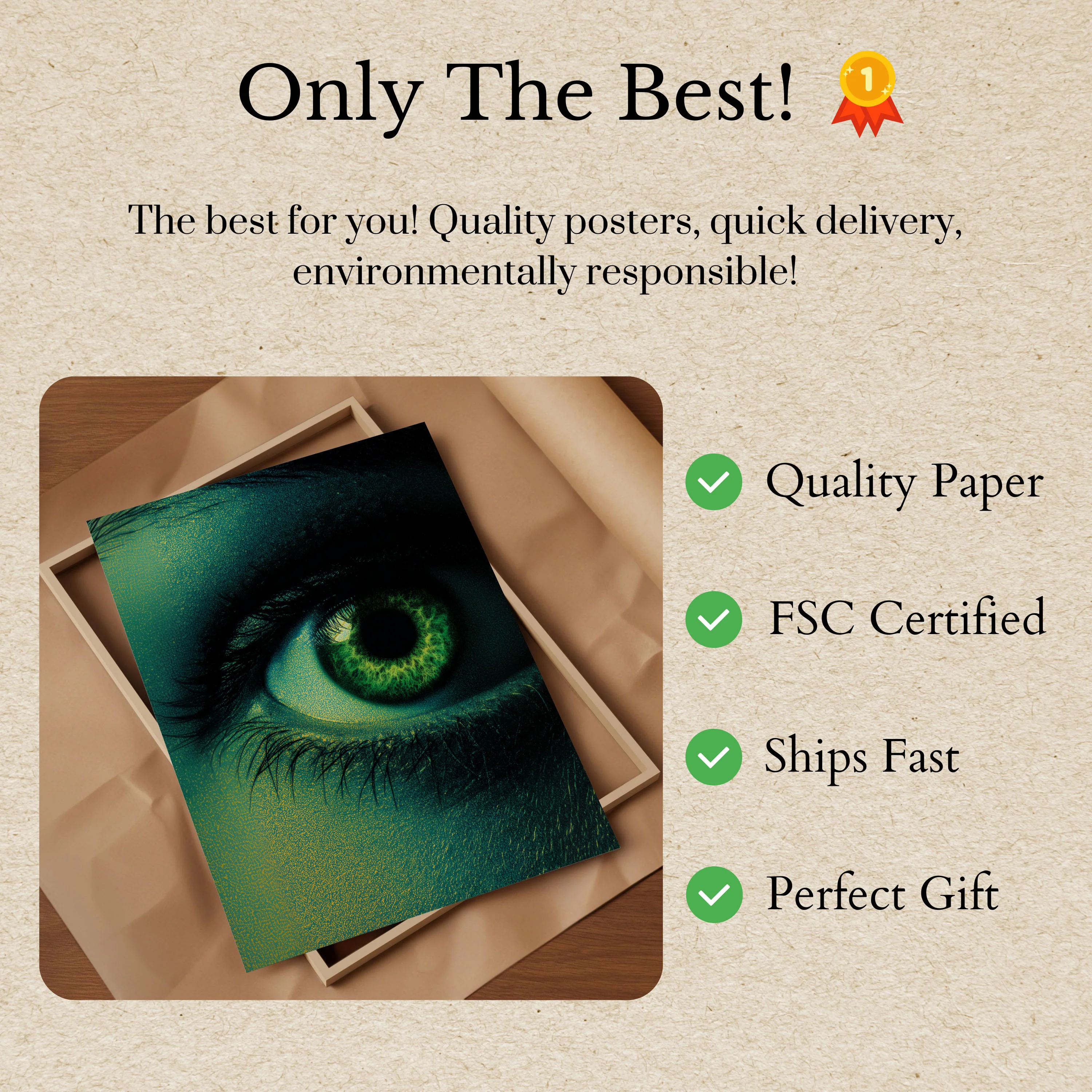 Emerald Green Eye Portrait Poster - Image 3