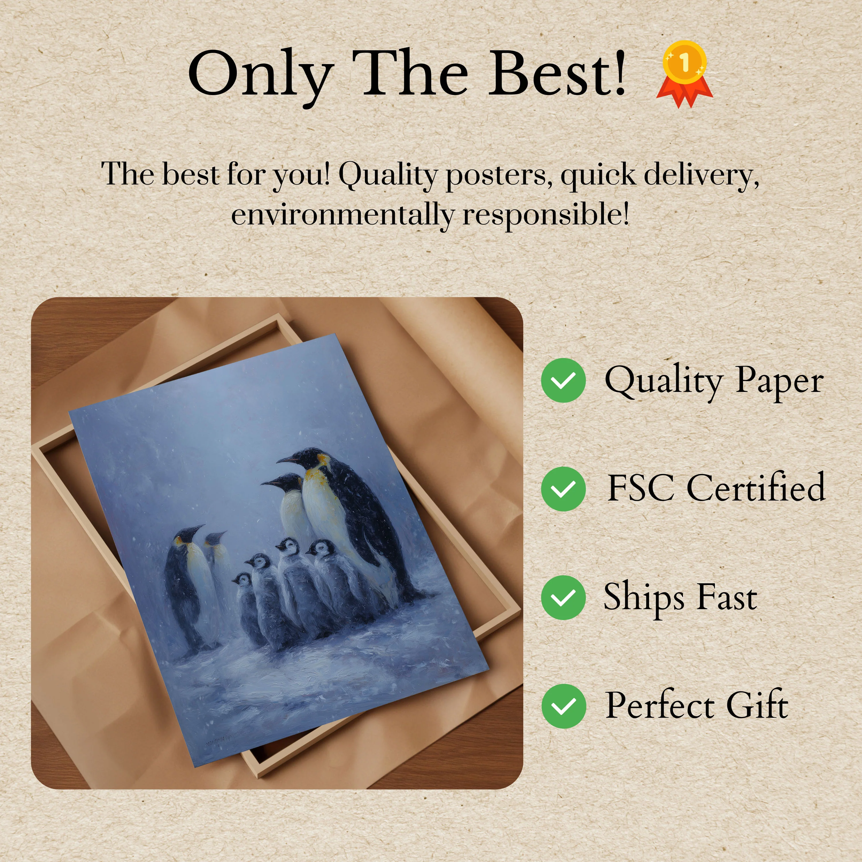 Emperor Penguin Family Snow Poster - Image 3