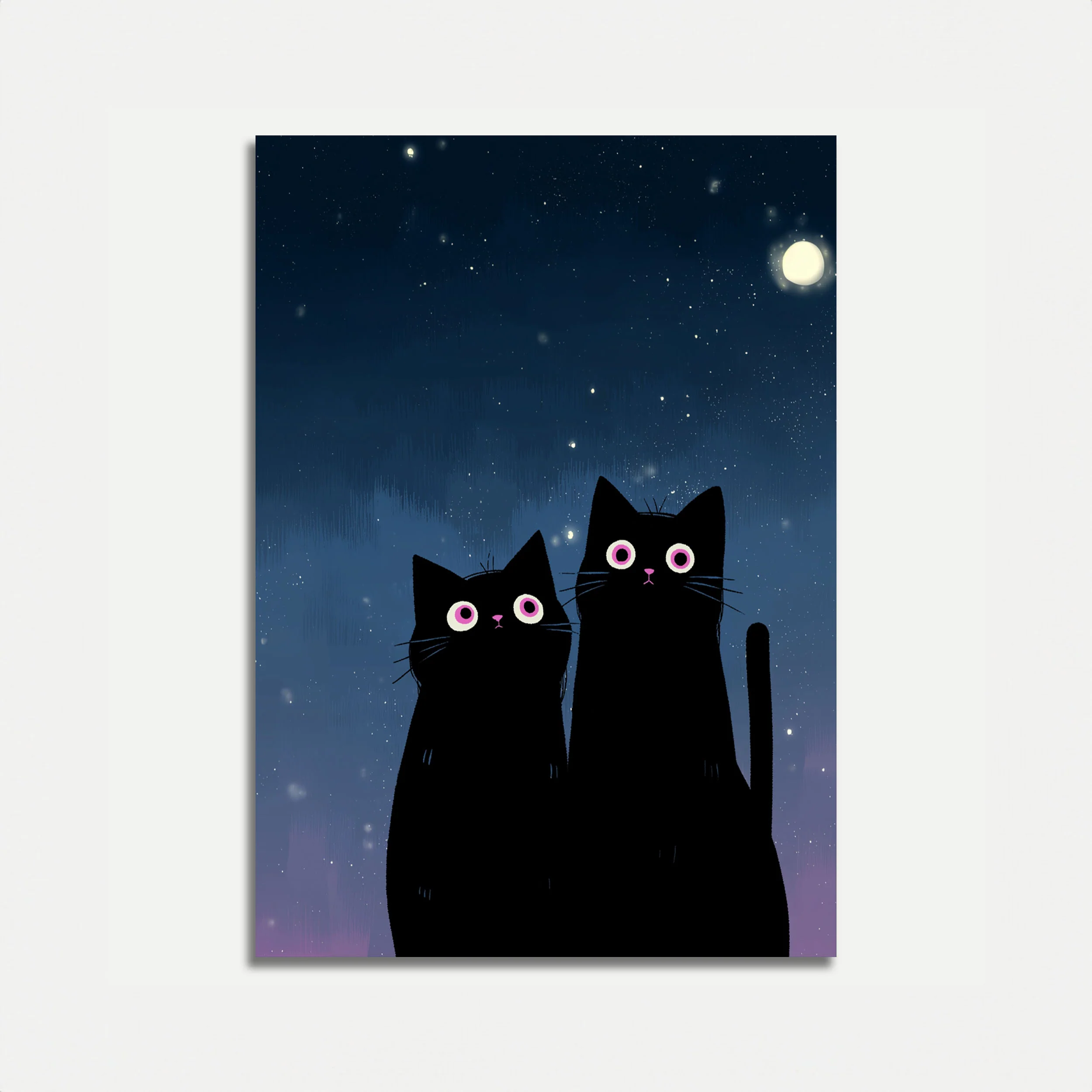 Enchanted Cats Under Moonlight Poster