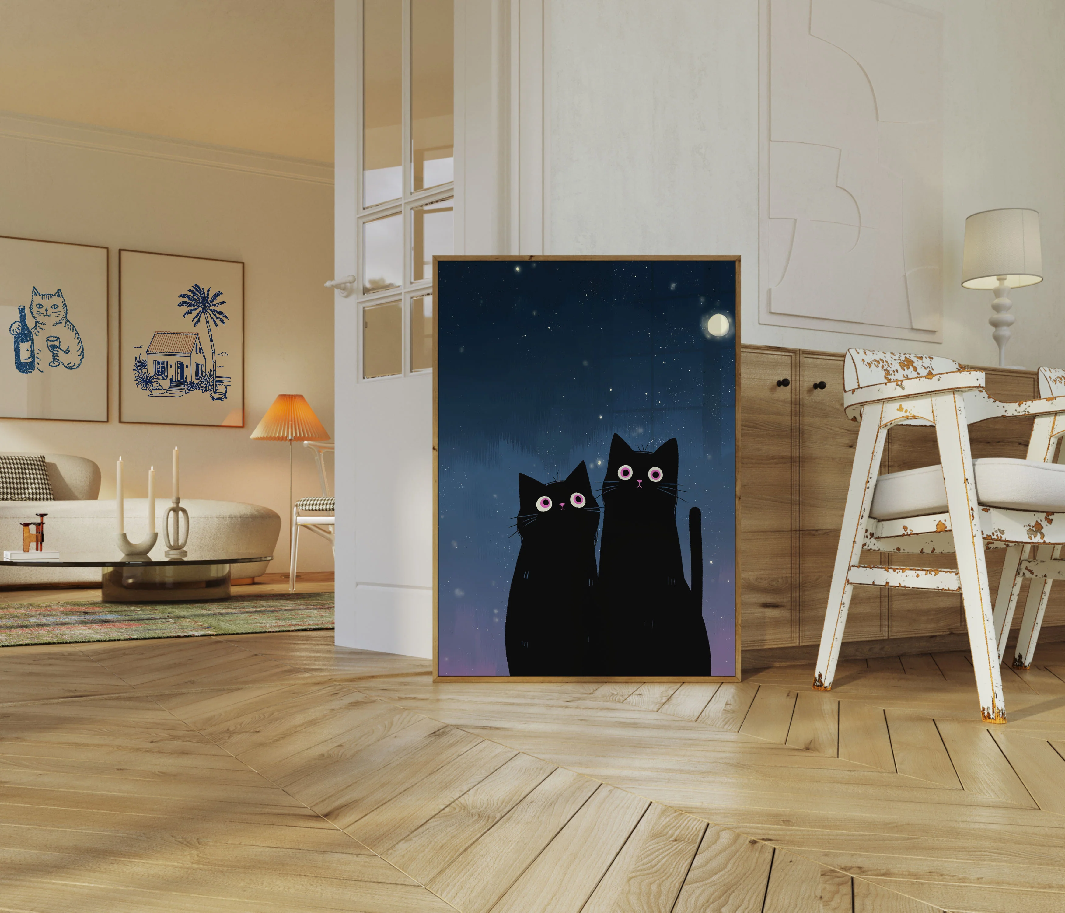 Enchanted Cats Under Moonlight Poster - Image 5