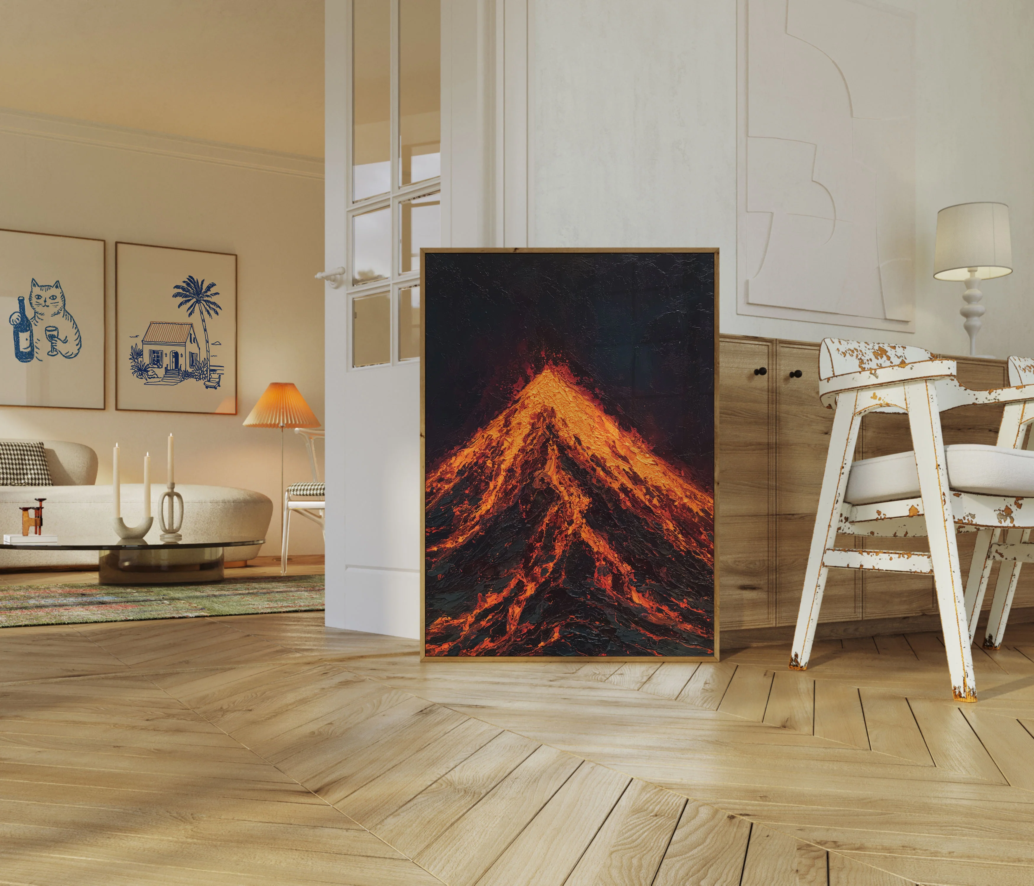 Erupting Volcano Night Sky Poster - Image 5