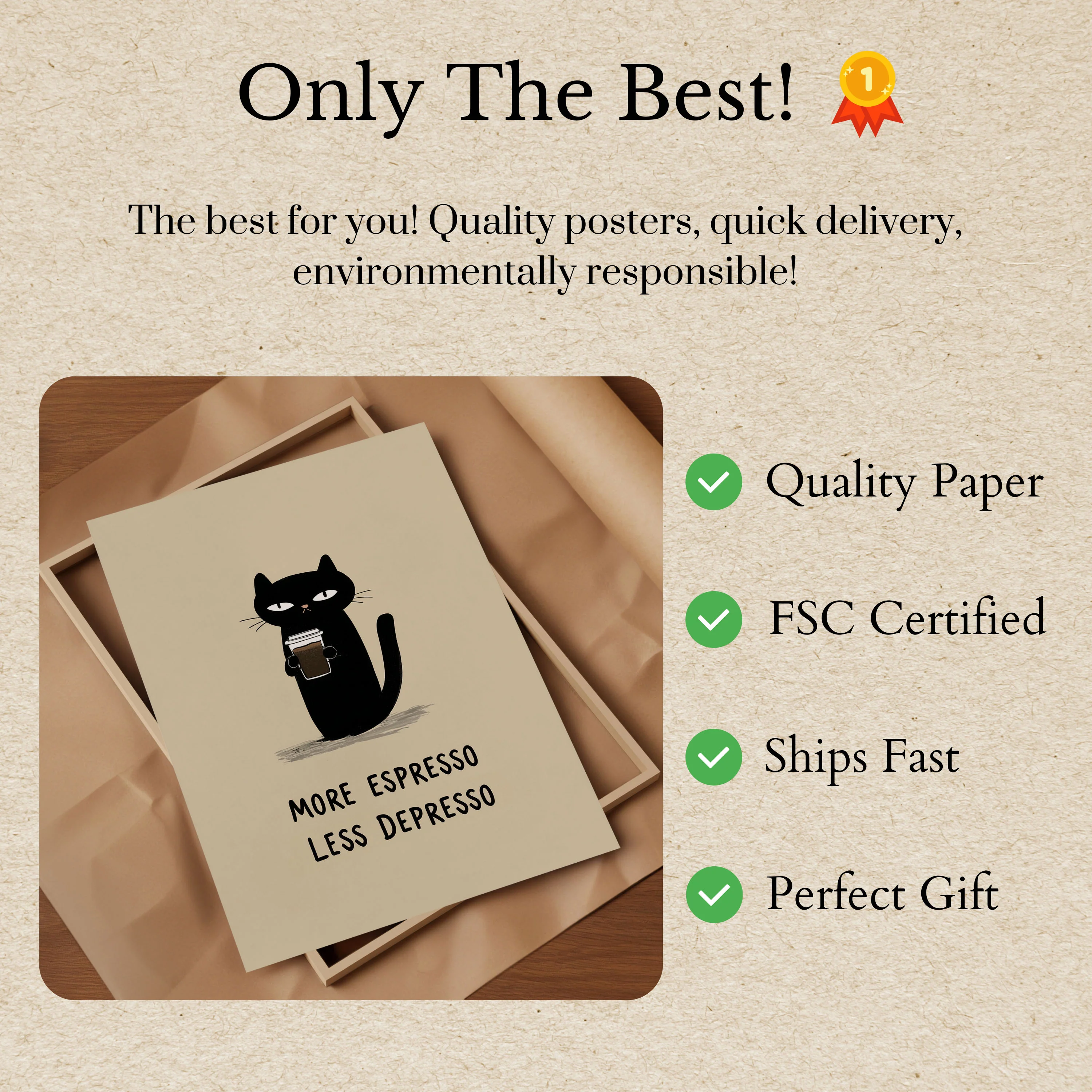 Espresso Cat Humor Poster - Image 3