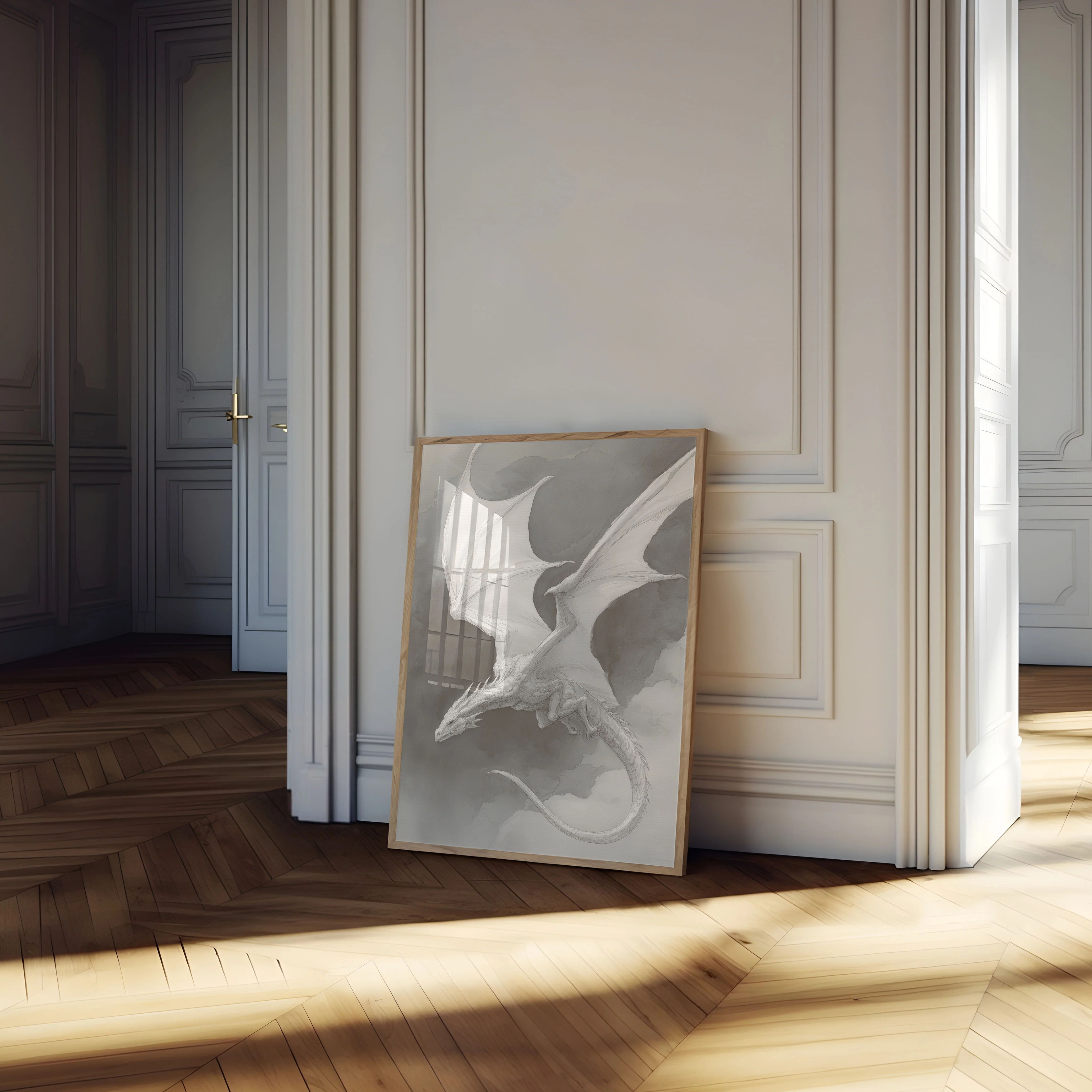 Ethereal White Dragon Flight Poster - Image 4
