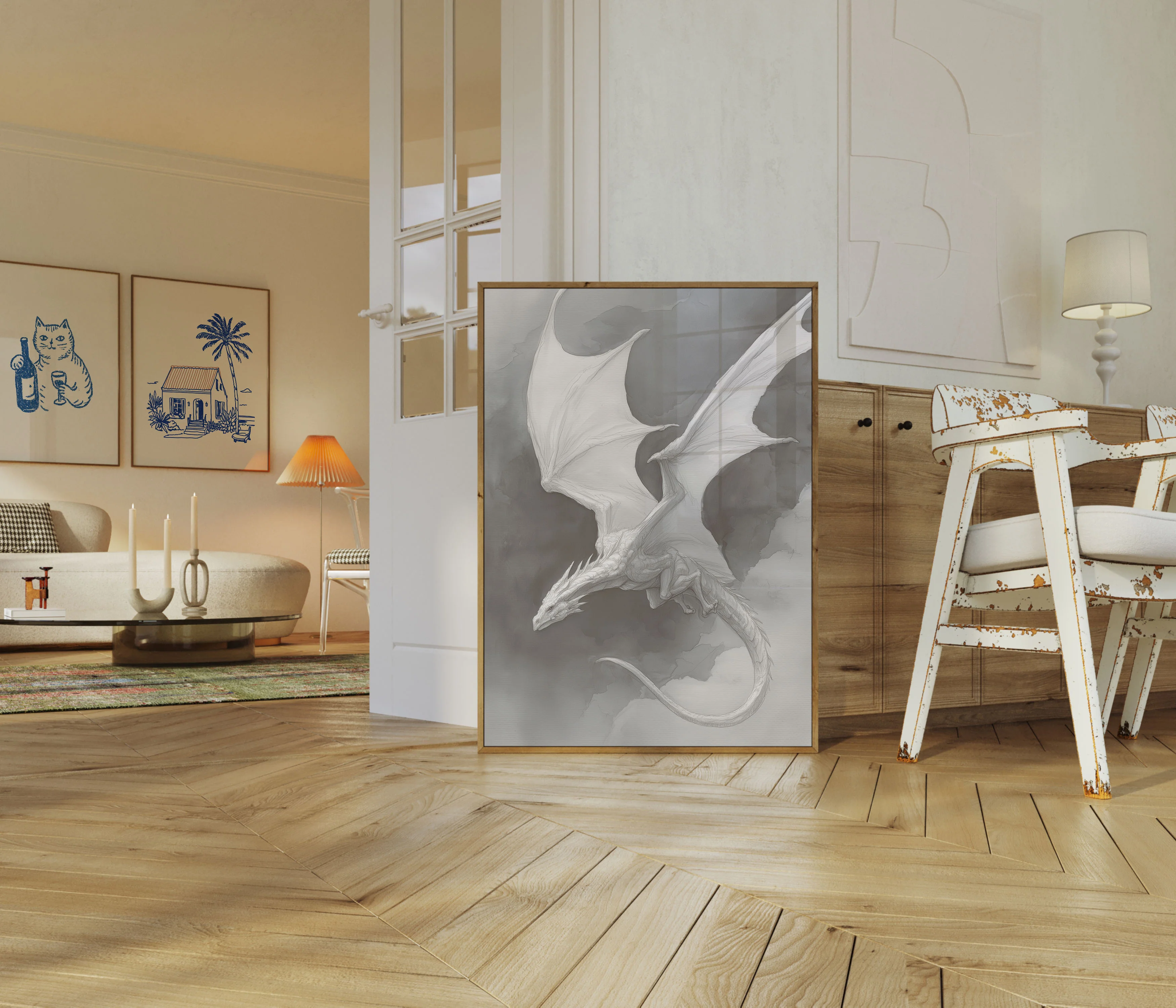 Ethereal White Dragon Flight Poster - Image 5