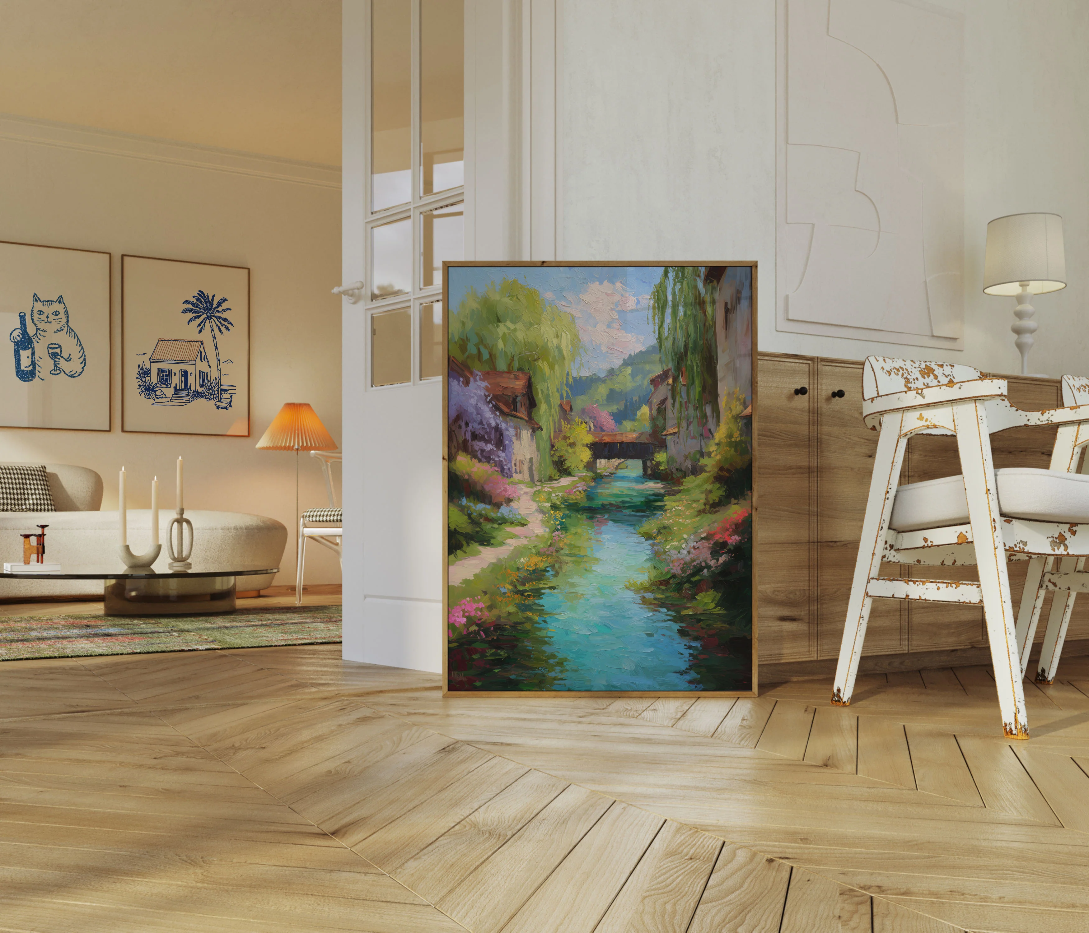 European Village Stream Landscape Poster - Image 5