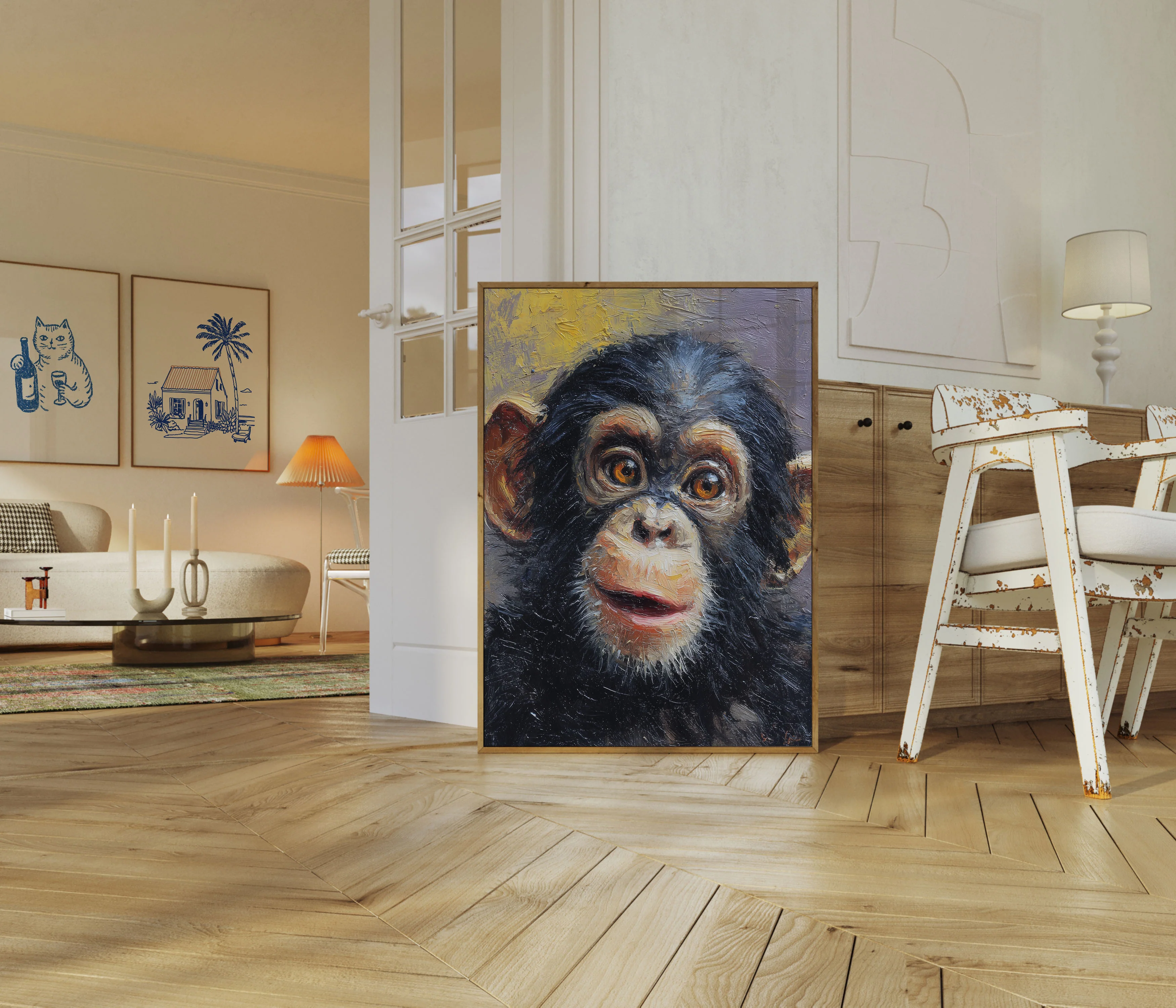 Expressive Chimpanzee Portrait Poster - Image 5