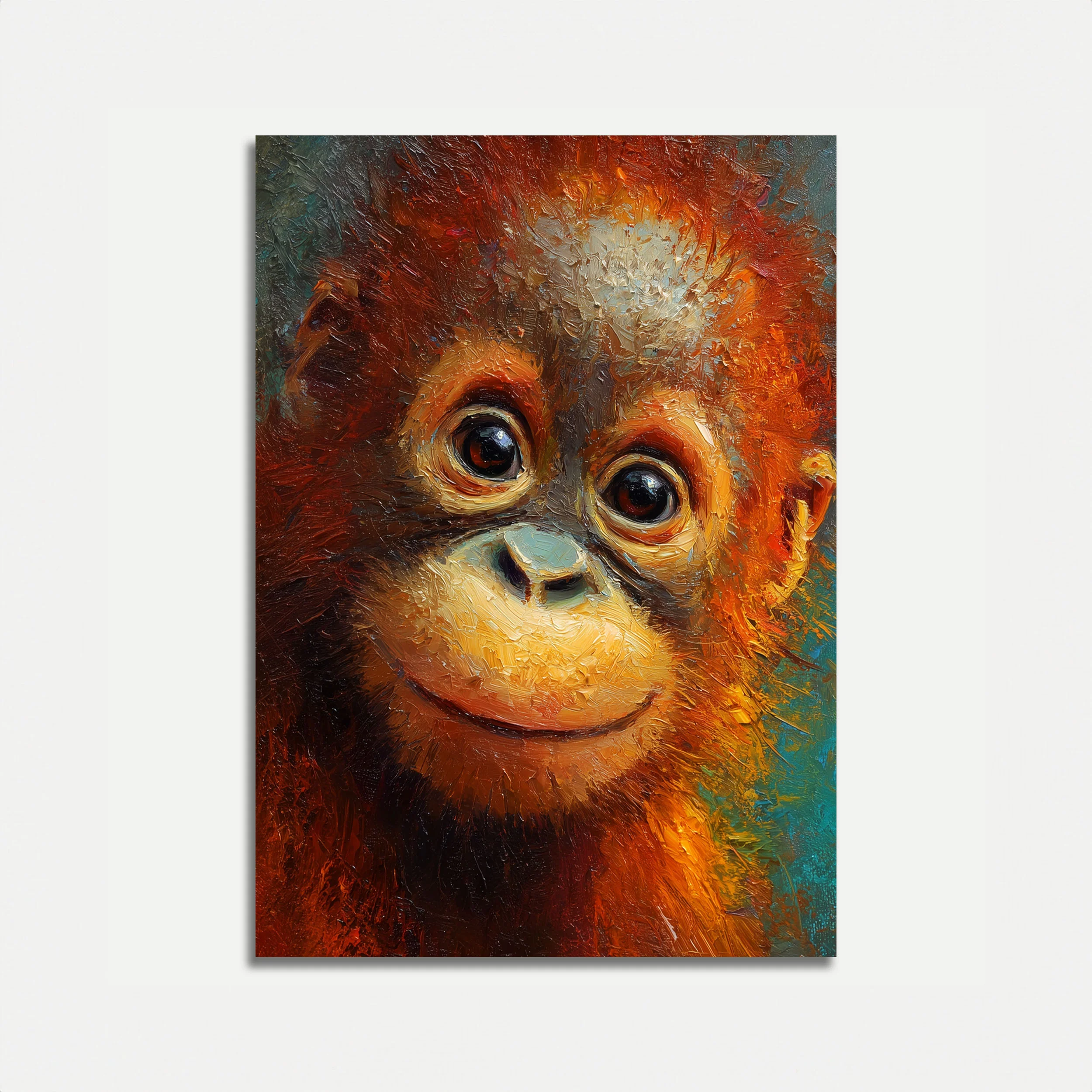 Expressive Orangutan Face Poster